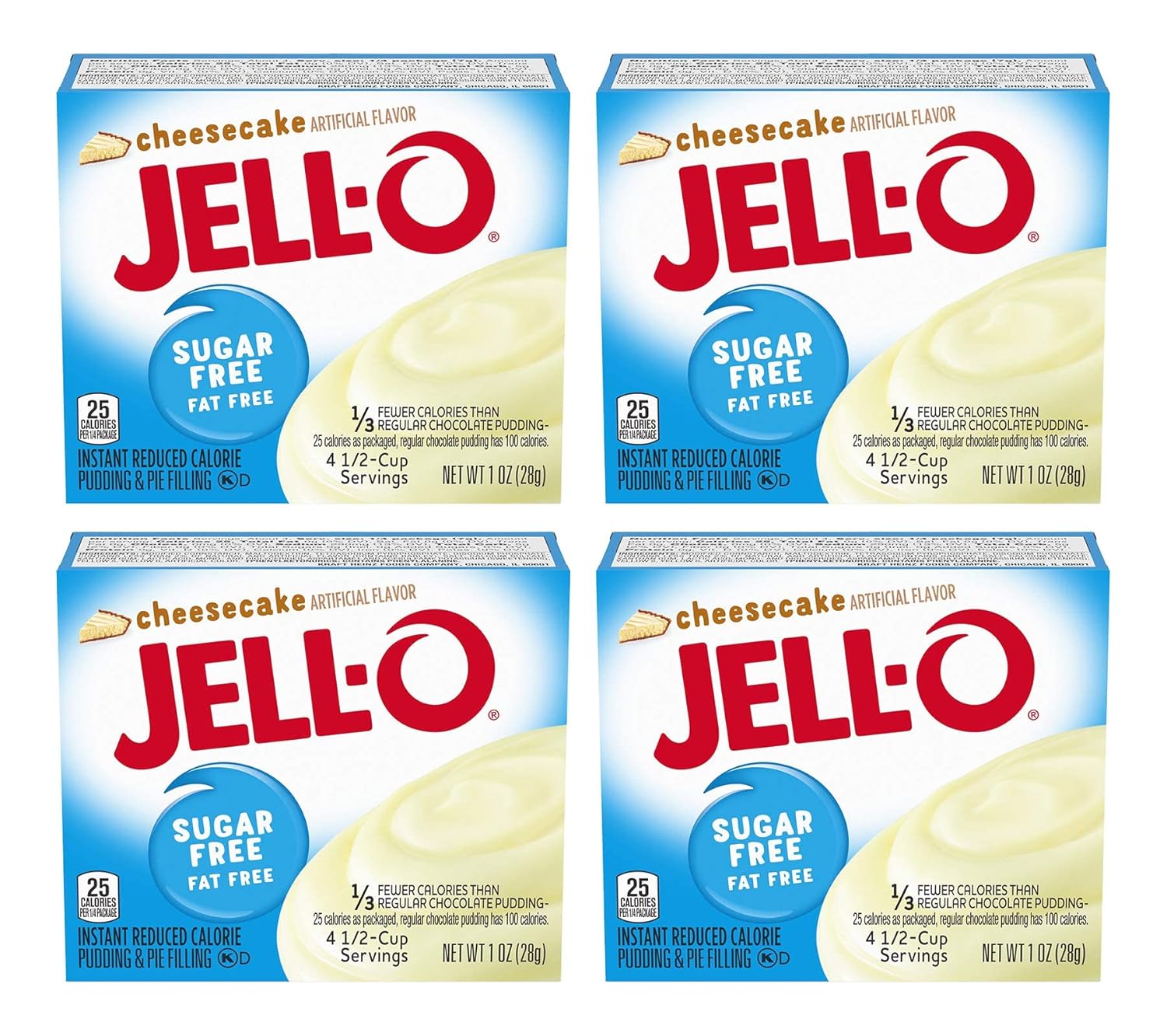 Jell-O – Pudín sabor pastel de queso, paquete de 4 cajas
