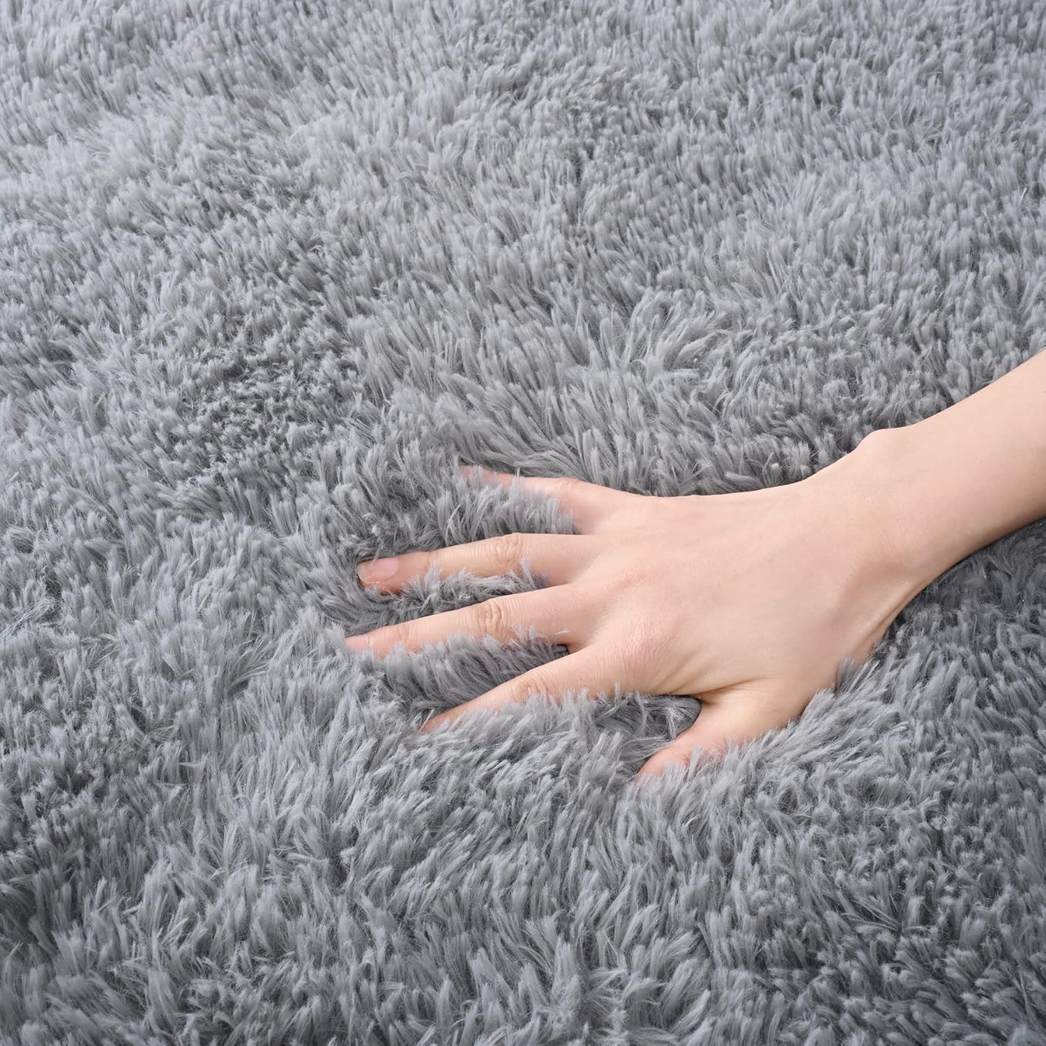Alfombra de dormitorio gris de 4 x 6 pies, esponjosa para dormitorio, alfombra suave, alfombra de área grande, alfombra lavable y antideslizante,