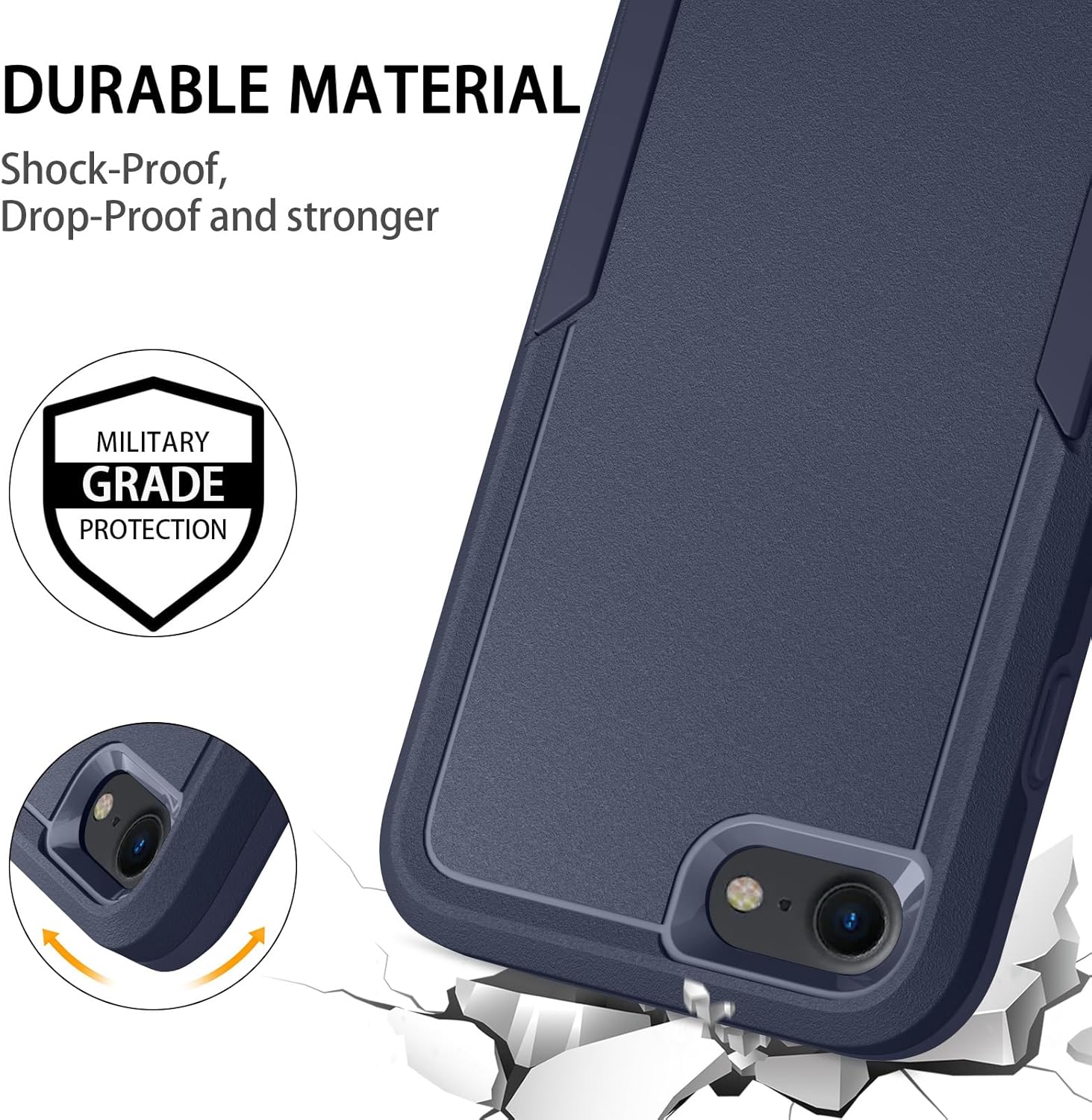 Oumida Funda para iPhone SE 20222020, iPhone 7 8, a prueba de golpes doble capa trasera rígida híbrida resistente protección de cuerpo completo