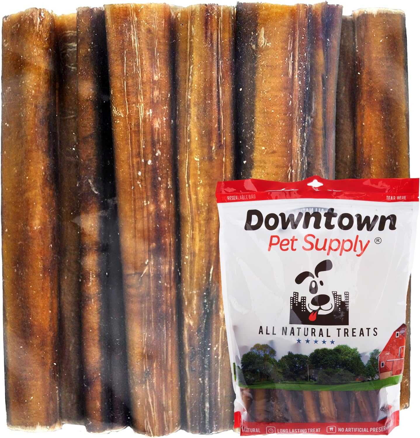 Downtown Pet Supply Palitos masticables jumbo de 12 pulgadas, 1 libra, de origen estadounidense, para perros grandes, sin cuero crudo, de larga