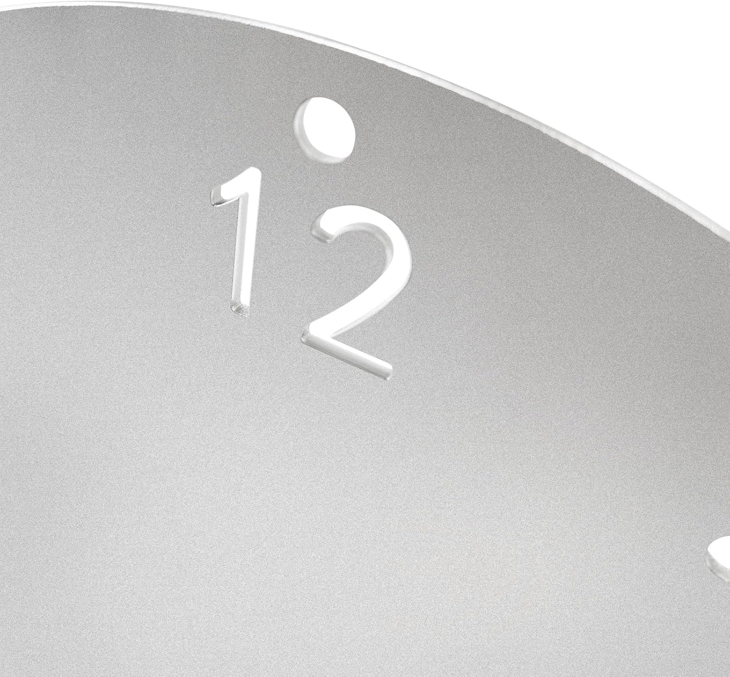 Reloj de pared de aluminio plateado para bricolaje, panel de reloj de pared de 10.1 pulgadas, tratamiento de oxidación superficial con agujeros de