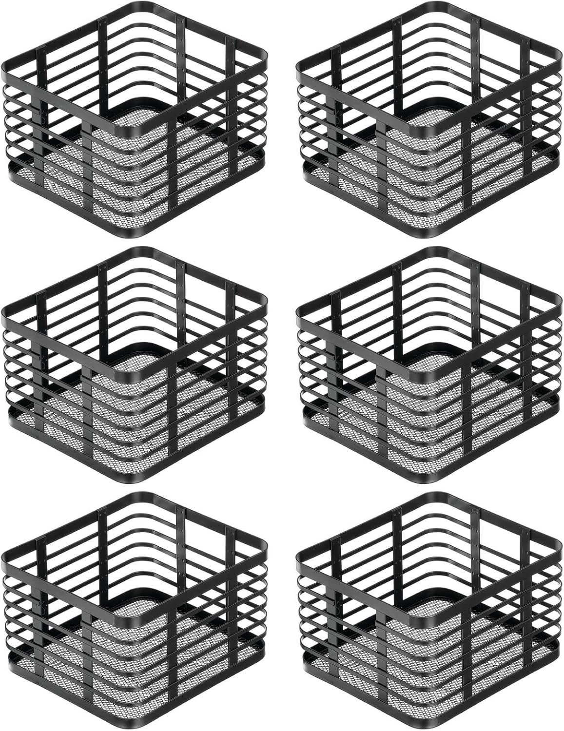 mDesign Carson Collection – Cesta organizadora pequeña de alambre de metal para almacenamiento en cocina, estante de despensa, gabinete, encimera,