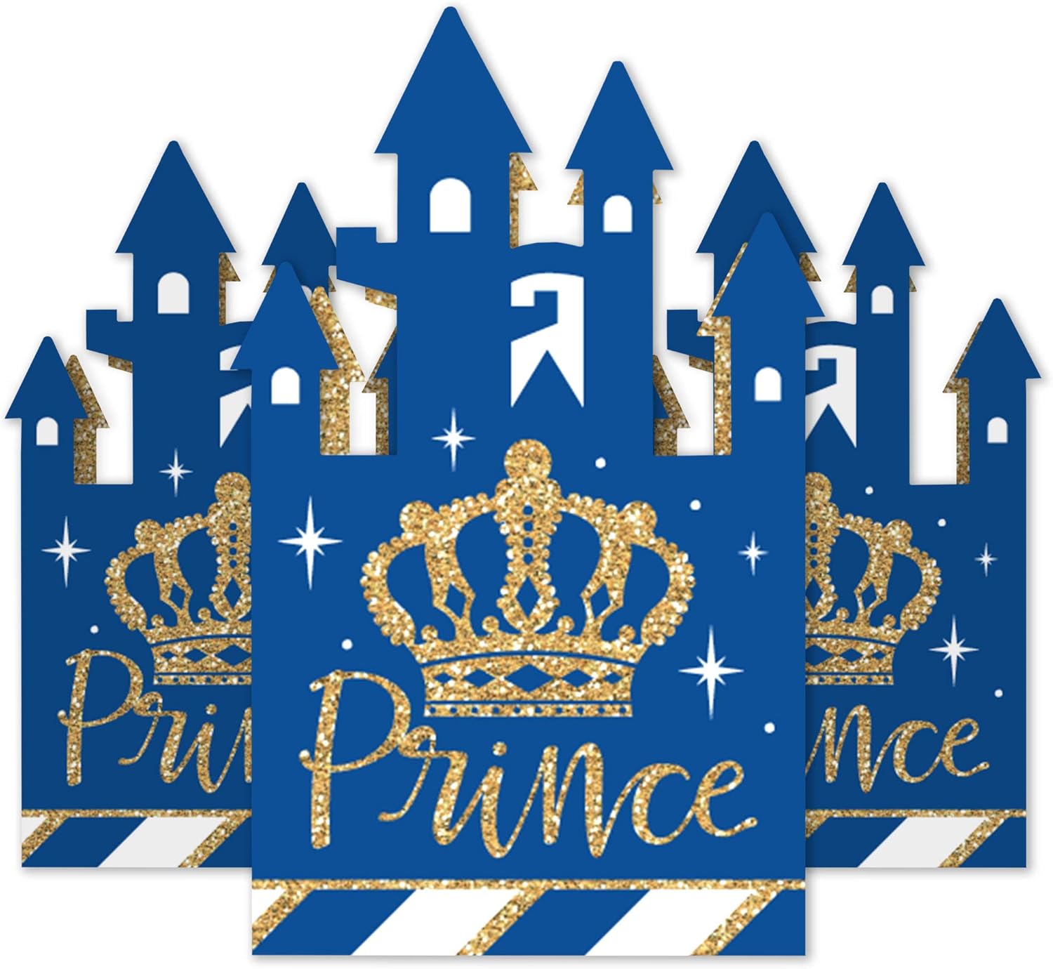 Big Dot of Happiness Royal Prince Charming – Cajas de regalo para baby shower o fiesta de cumpleaños, cajas de castillo, juego de 12