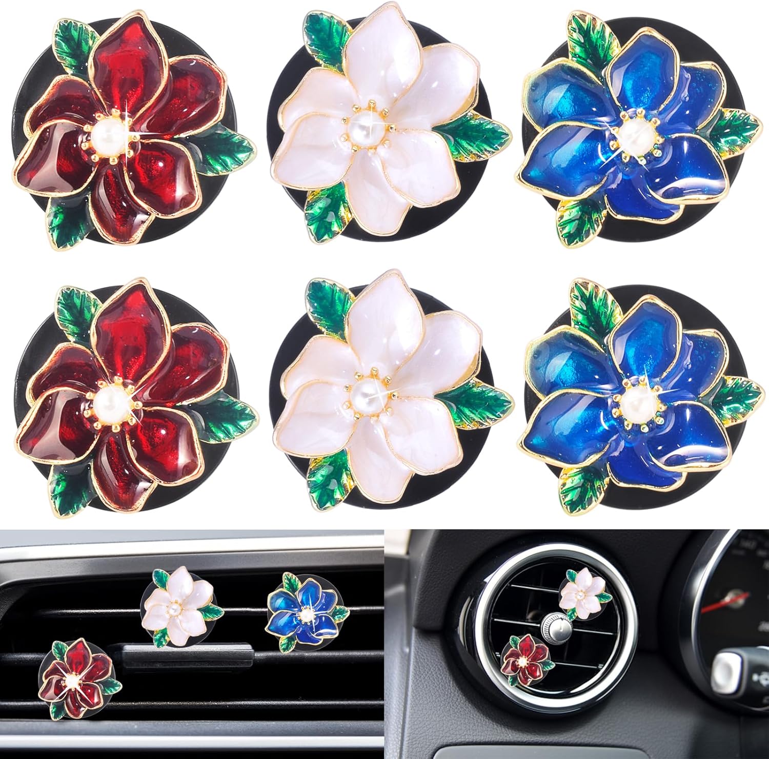Clip de ventilación de aire acondicionado, 6 piezas de decoración de automóvil, clip de ambientador de coche, accesorios de decoración interior para
