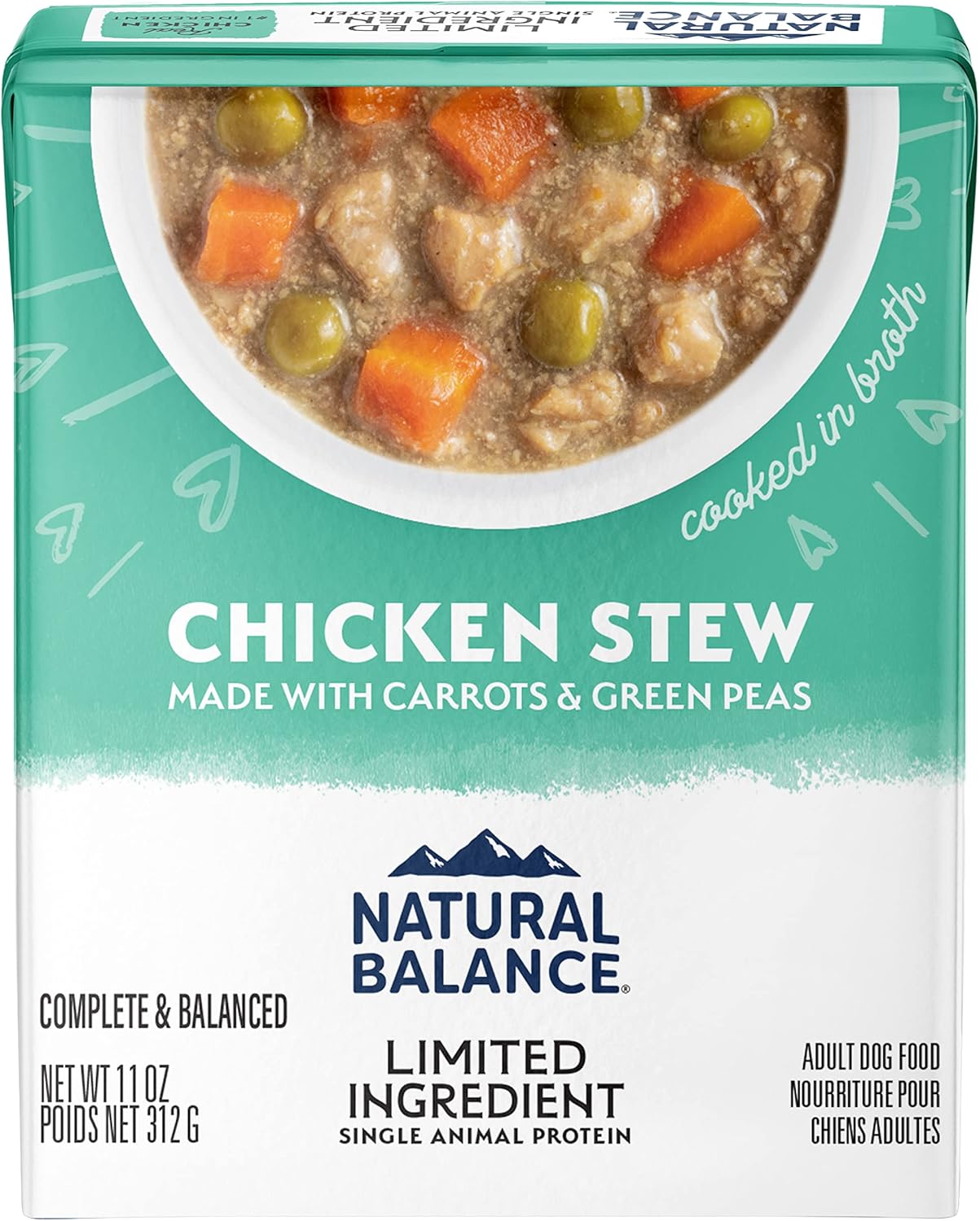 Natural Balance Limited Ingredient – Alimento húmedo para perros adultos sin granos, pollo con zanahorias y guisantes verdes, 11 onzas (paquete de