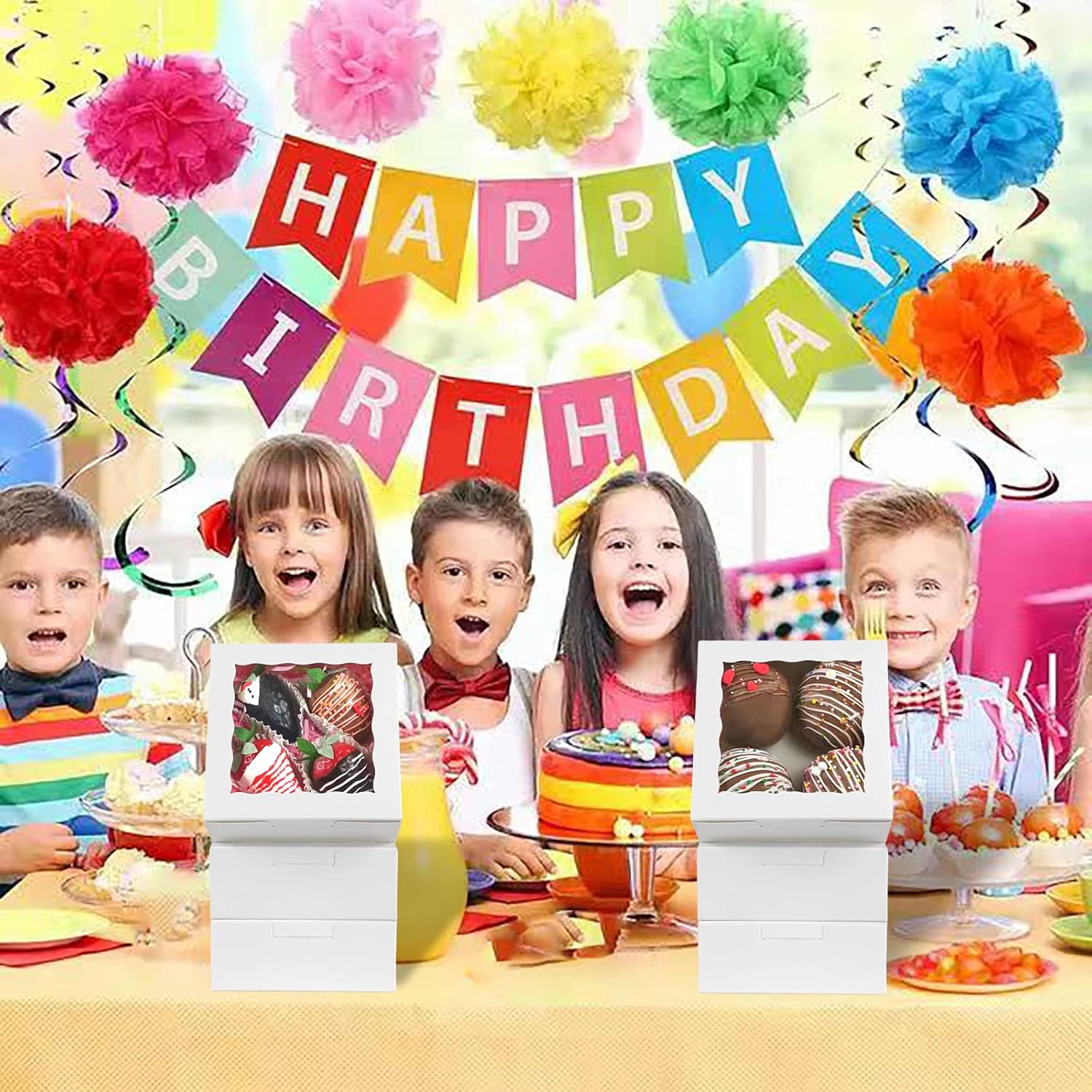 100 cajas de galletas de 5 x 5 x 2 pulgadas, cajas de panadería, cajas de fresas, cajas de bombas de chocolate, cajas de hoz para tartas, cajas de