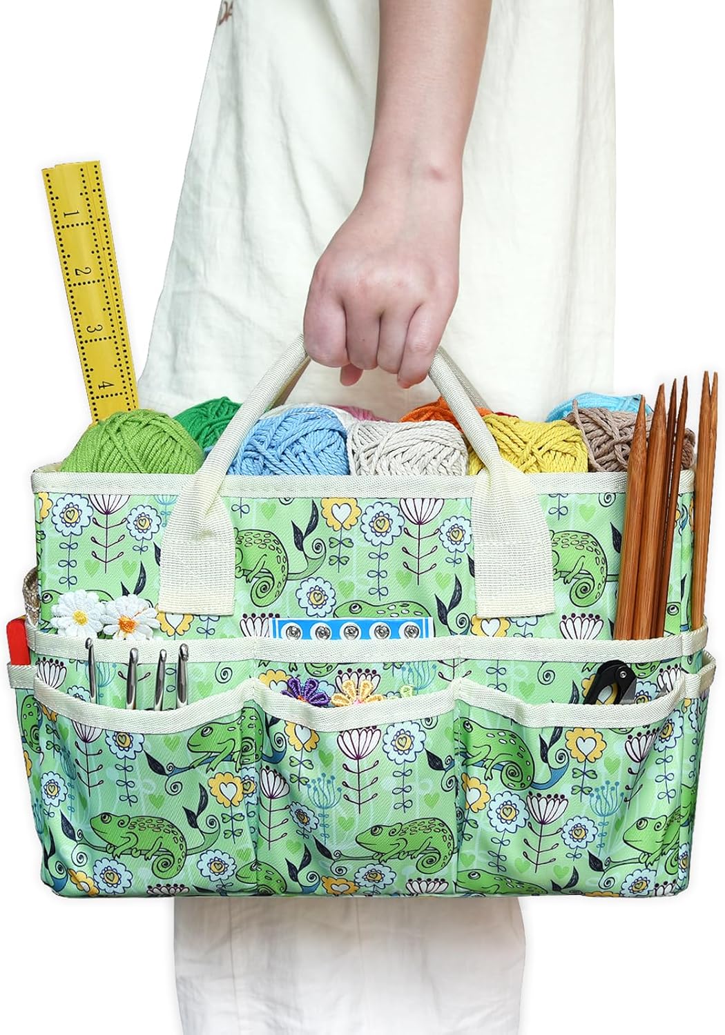 Bolsa organizadora de manualidades con múltiples bolsillos, organizador grande de almacenamiento de arte con asas para arte, manualidades, costura,