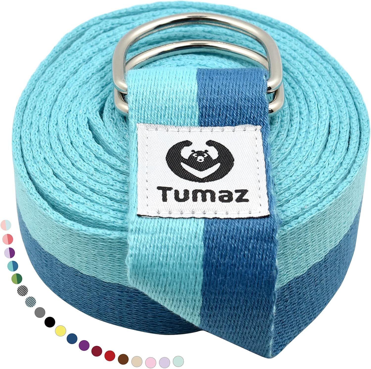 Tumaz – Correa de yoga (15 colores, opciones de 6810 pies) con hebilla ajustable extra segura, duradera y cómoda textura delicada, ideal para