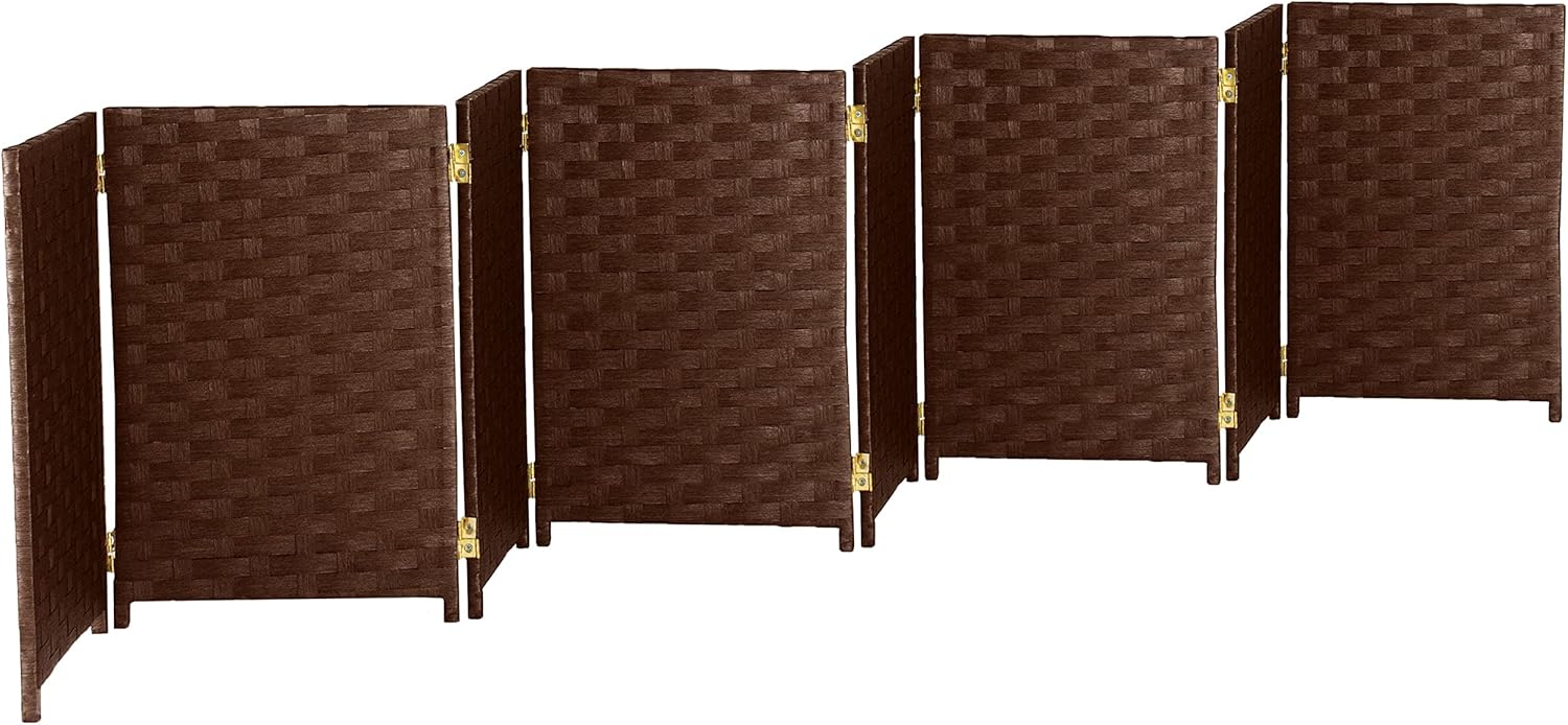 Red Lantern Pantalla plegable de fibra tejida corta de 2 pies – 8 paneles – Dark Mocha