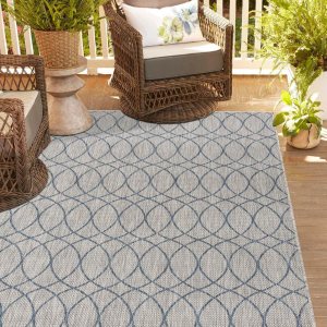 Unique Loom Outdoor Trellis Collection – Alfombra rectangular de 5 pies 3 pulgadas x 8 pies, gris y azul Unique Loom Outdoor Trellis Collection – Alfombra rectangular de 5 pies 3 pulgadas x 8 pies, gris y azul