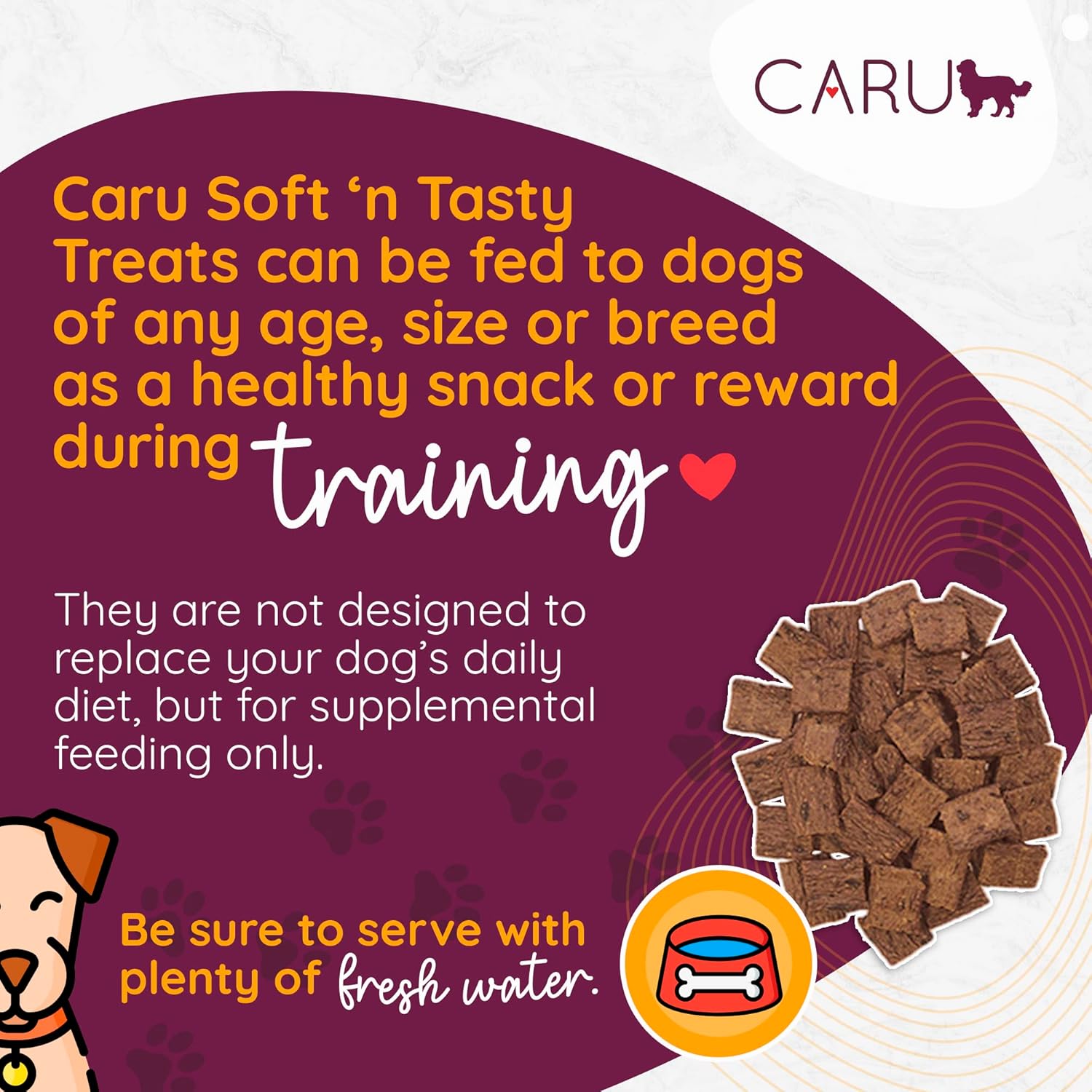 CARU – Soft ‘n Tasty Baked Bites – Golosinas para perros Wild Boar Bites – Deliciosas golosinas de entrenamiento – 3.75 oz.