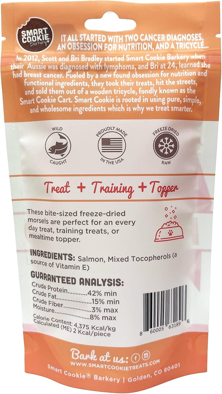 Smart Cookie Bocaditos de salmón liofilizado  Golosinas de salmón liofilizado de un solo ingrediente para perros  Golosinas de entrenamiento de