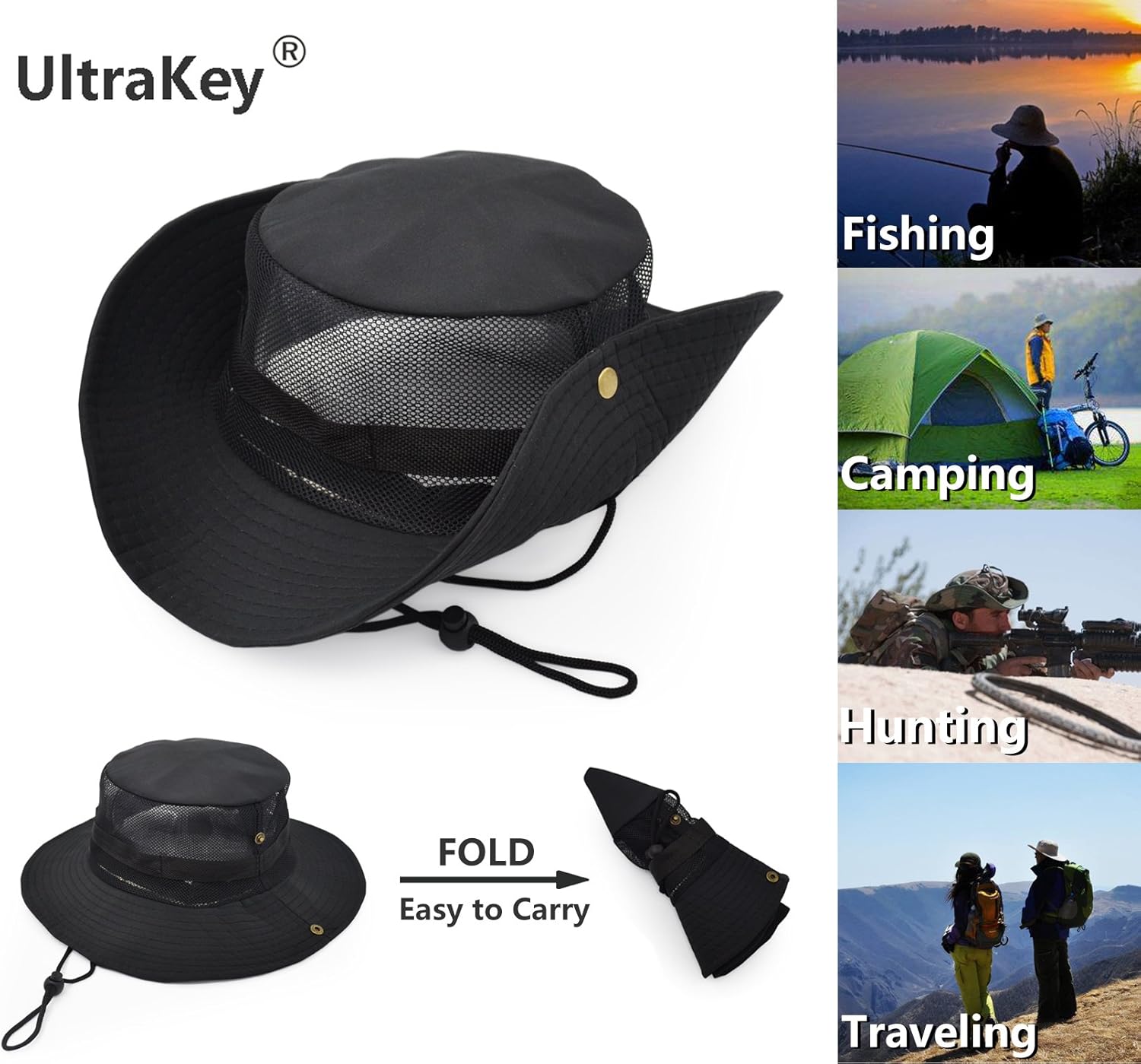 Sombrero de protección solar para exteriores, estilo militar, con panel de malla de poliéster para mantener el frescor