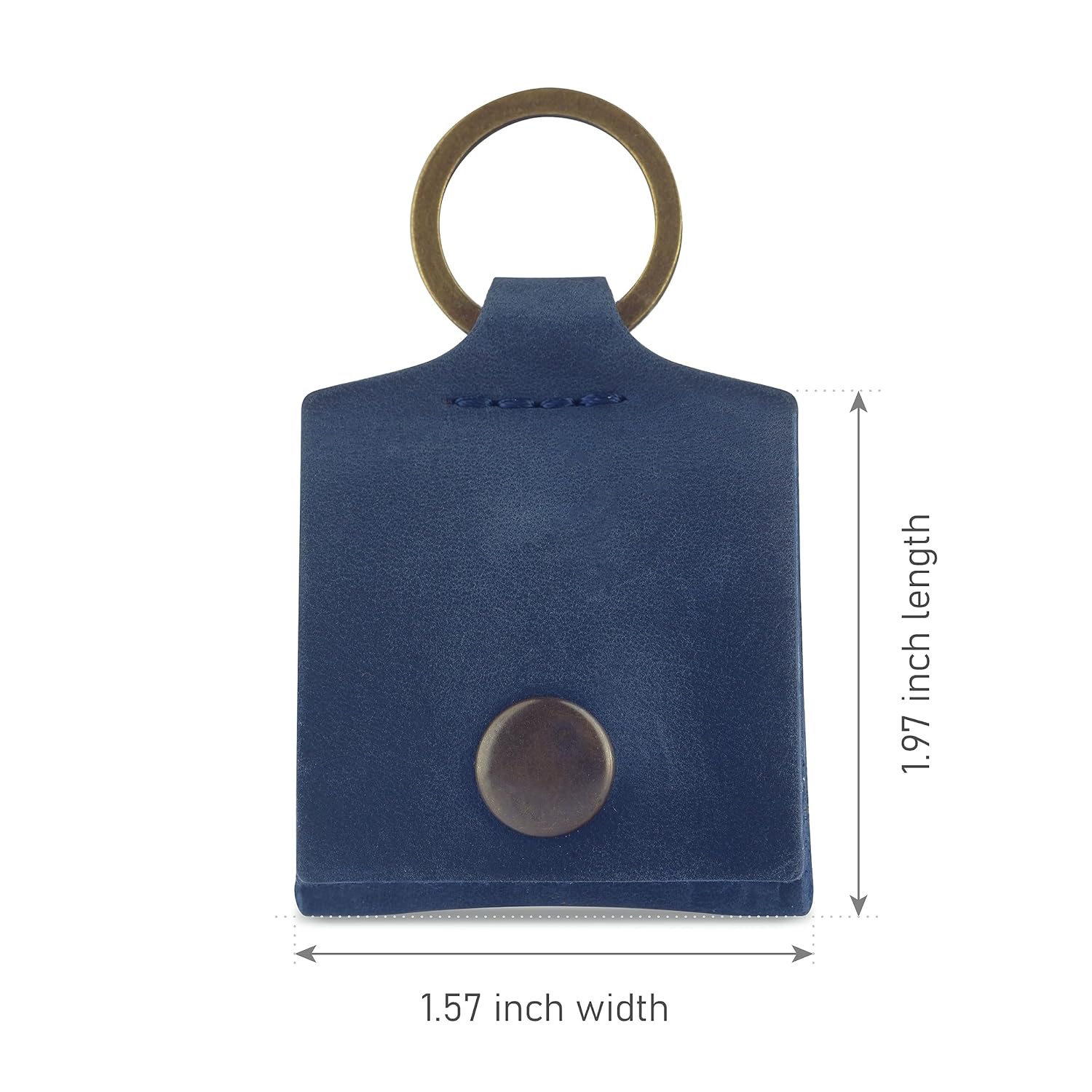 Leather Keychain Ring Holder, Wedding Ring Travel Case, Engagement Ring Holder, Ring Pouch, Workout and Gym Ring Holder (Blue)