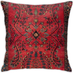 Alfombra persa roja  Alfombra persa vintage antigua naturaleza fina funda de almohada cuadrada suave funda de almohada decoración del hogar para Alfombra persa roja  Alfombra persa vintage antigua naturaleza fina funda de almohada cuadrada suave funda de almohada decoración del hogar para