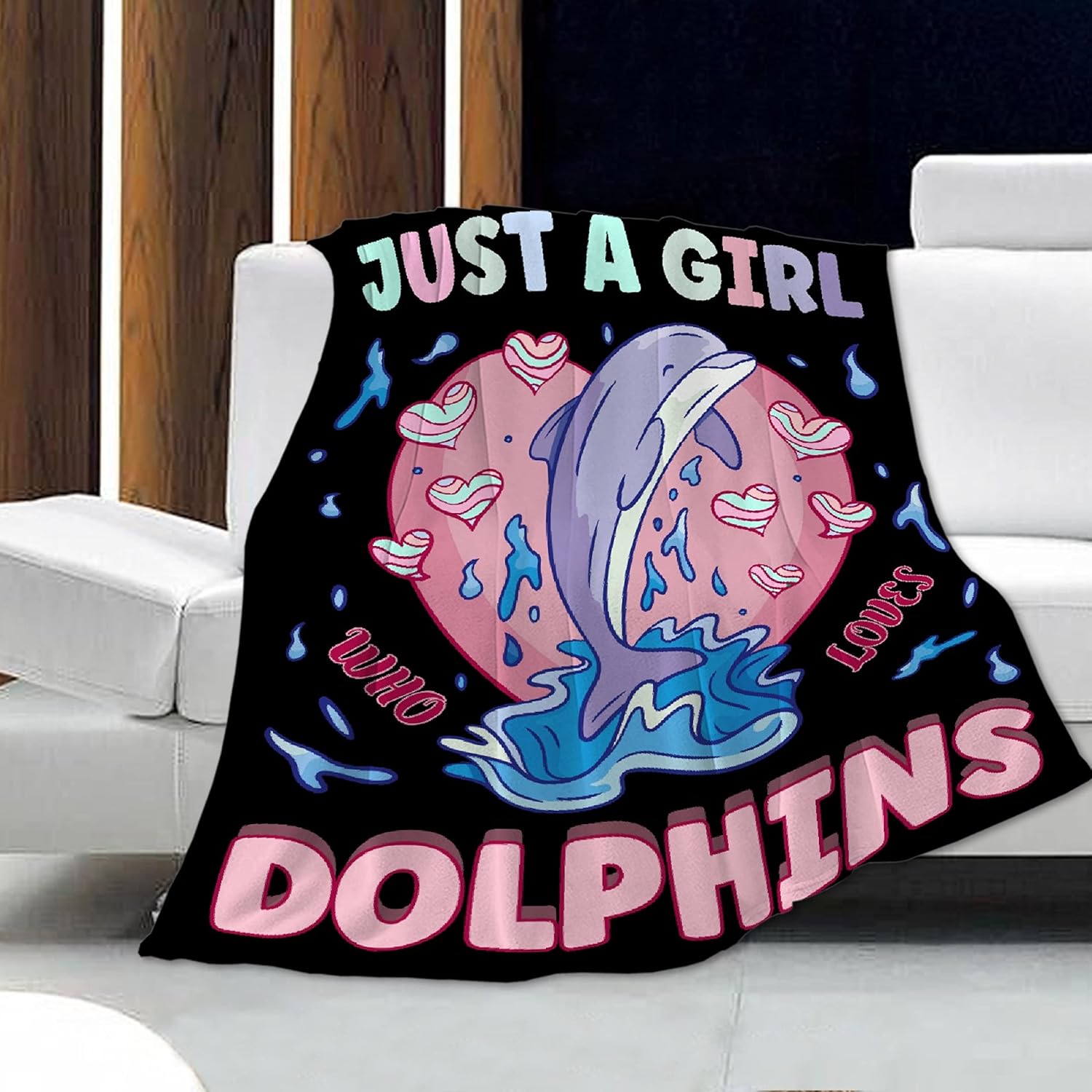 Manta de delfín, regalo para niñas y mujeres, manta con texto en inglés “Just A Girl Who Loves Dolphins”, súper suave y acogedora manta cálida para