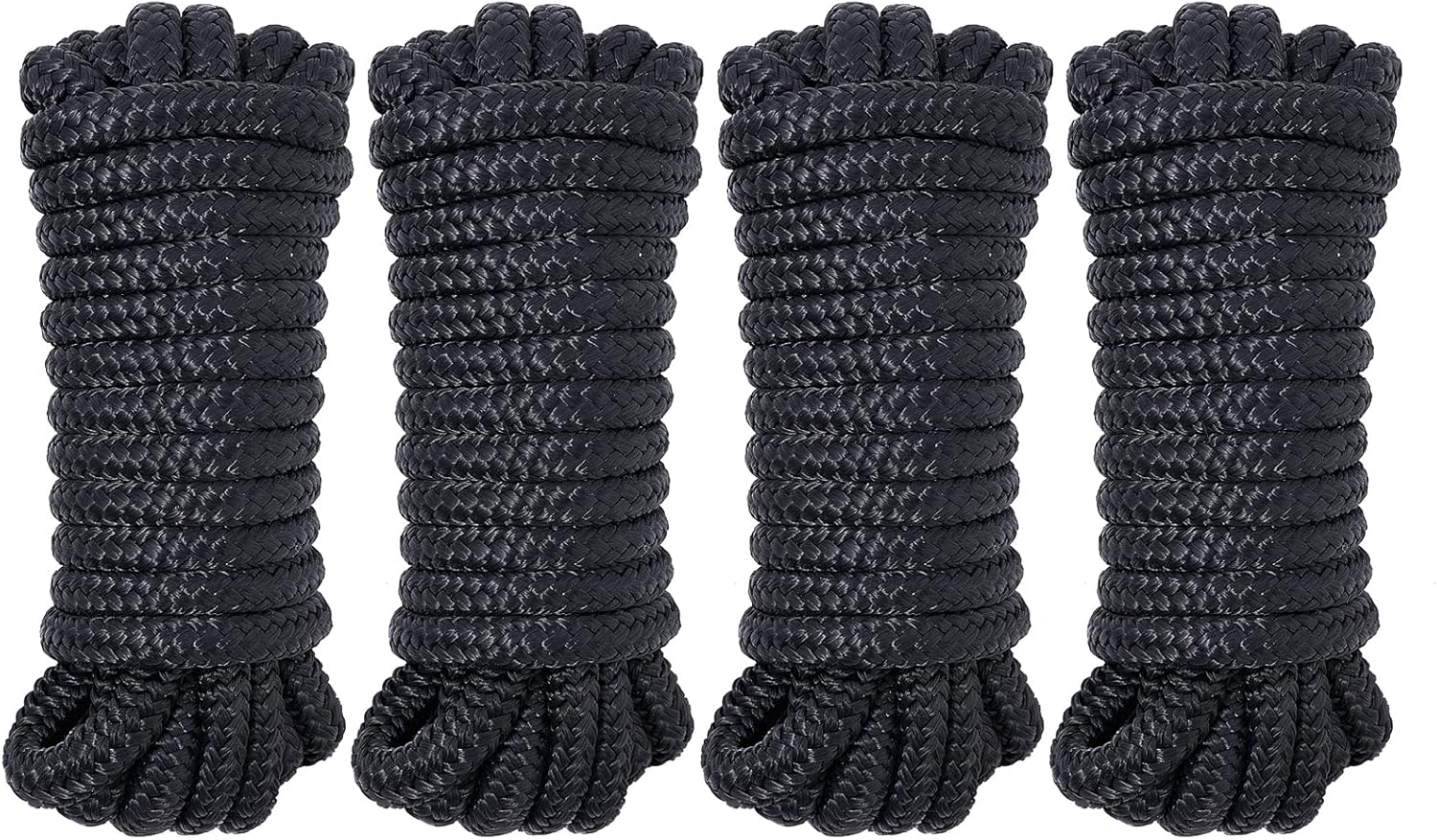 Dock Lines – Líneas de acoplamiento de nailon trenzado doble de 38 pulgadas x 15 pies, líneas de amarre con ojal de 12 pulgadas, cuerdas de barco de