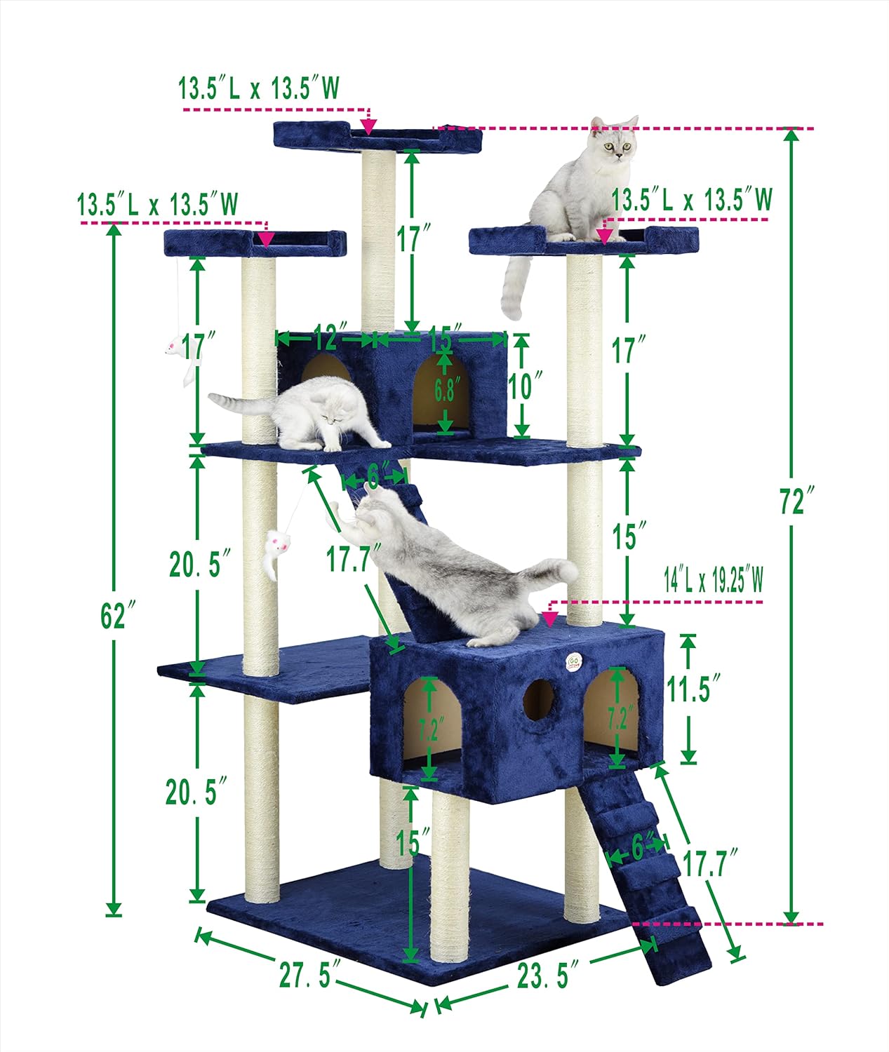 árbol para gato de GO Pet Club (72pulgadas), Azul