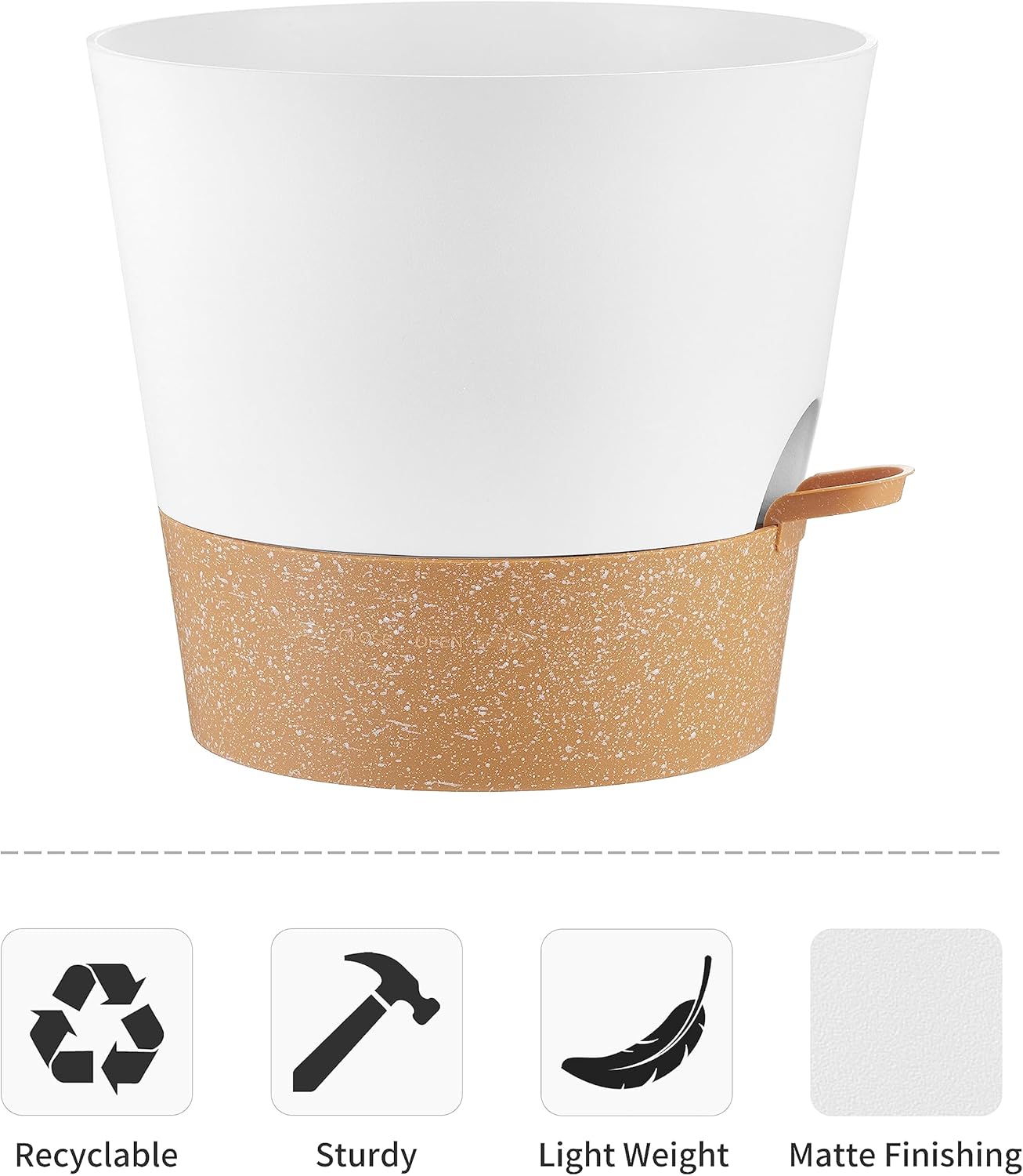 FaithLand Paquete de 2 macetas de 10 pulgadas para plantas de interior y exterior, macetas de riego automático con depósito profundo, color blanco