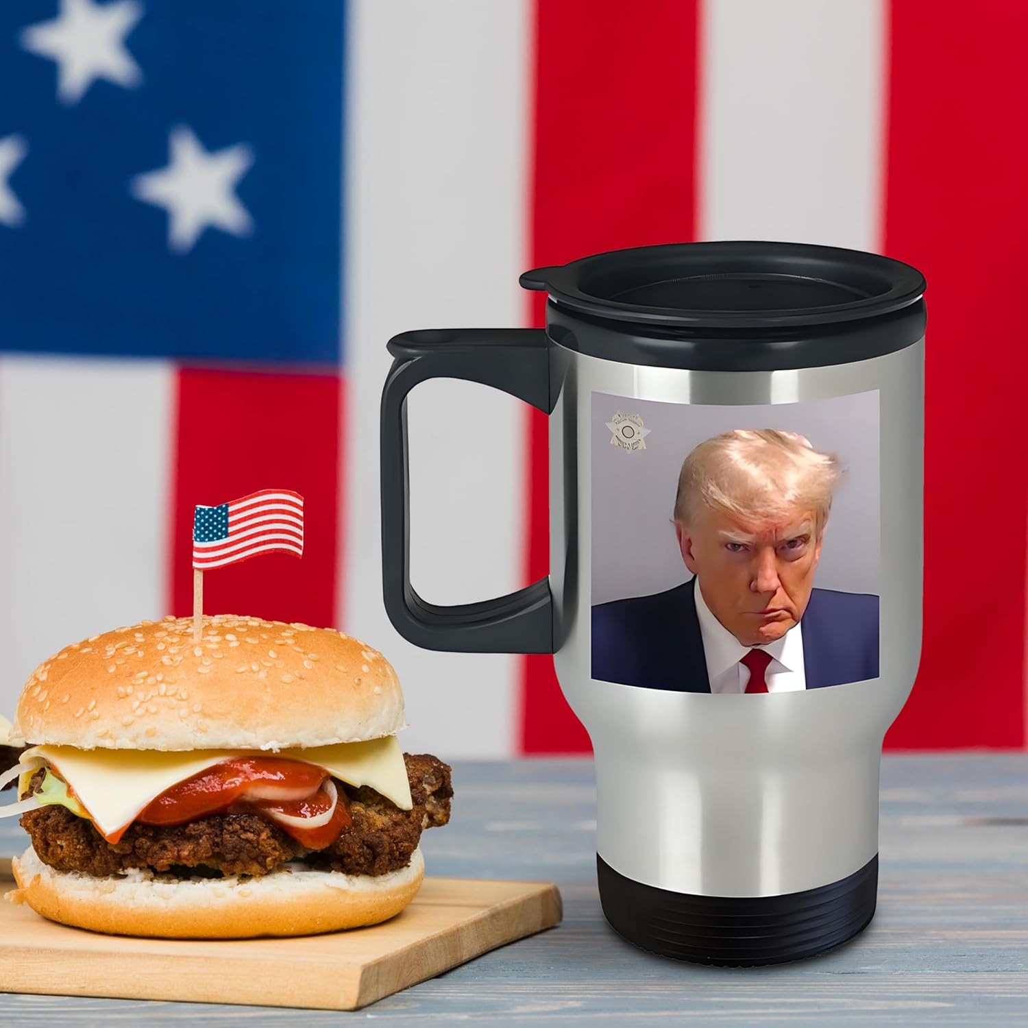 Taza de café Trump Mugshot de 14 onzas  Trump 2023 Georgia Prison Prison Mug Shot Coffee Gift (taza de viaje)