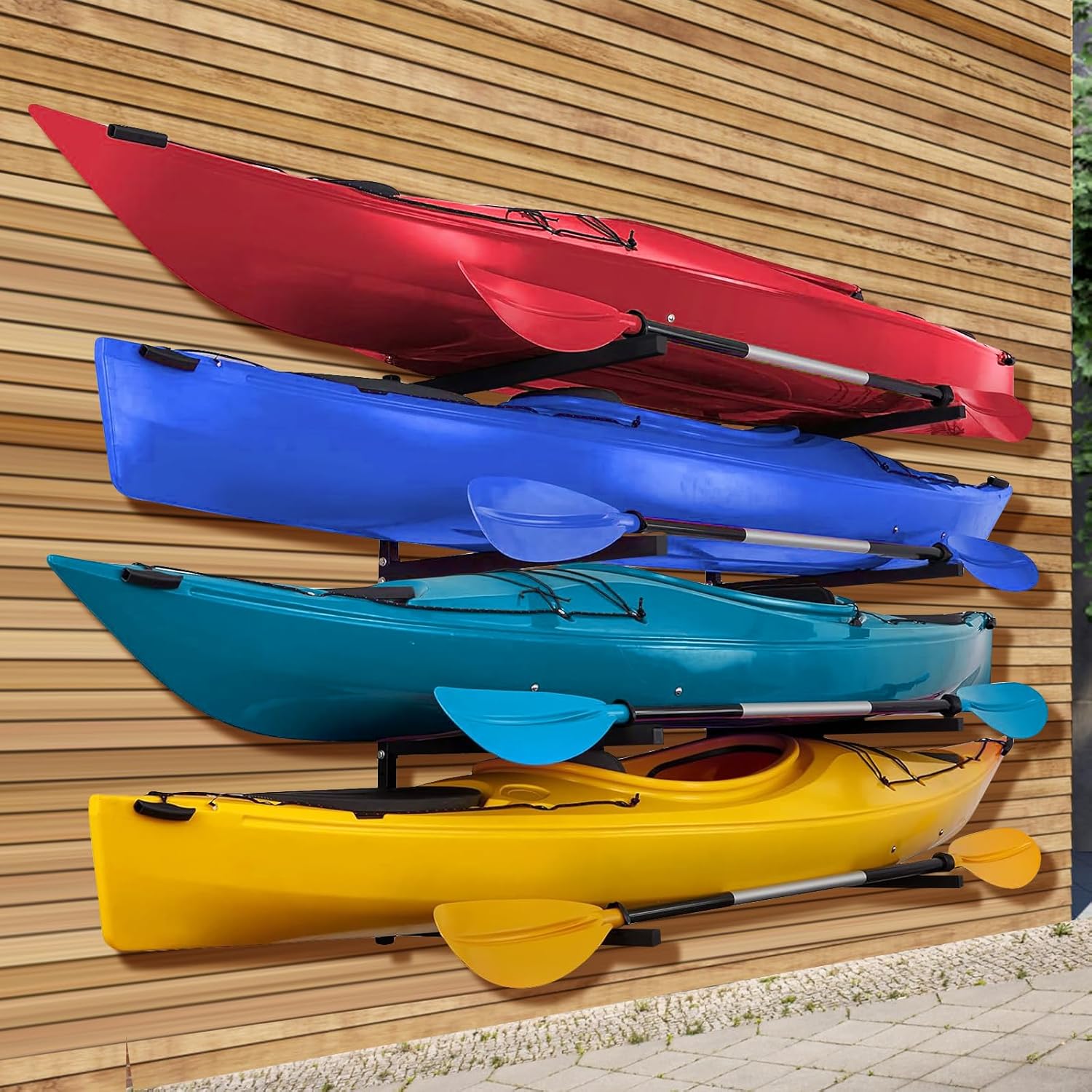 Estante de almacenamiento para kayak, estantes de pared resistentes para garaje y almacenamiento al aire libre, estante de almacenamiento para