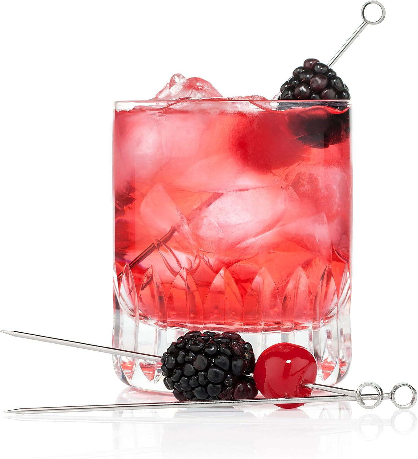 Zenlogy Púas de acero inoxidable de 5 pulgadas (juego de 8) y Swizzle Stick – Brochetas de oliva ideales – No se ahogarán en tus Martinis, cócteles