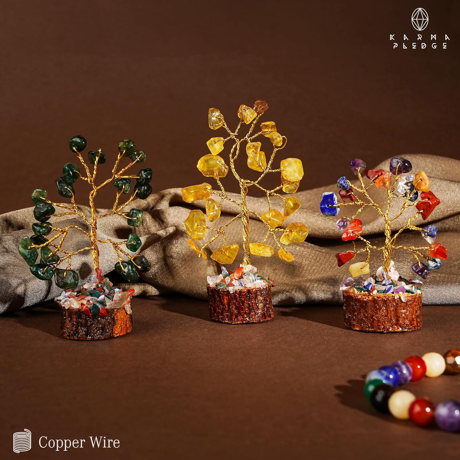 Decoración de escritorio de árbol de cristal, decoración hippie, árbol de la vida, 7 cristales curativos de chakras y piedras para energía positiva,