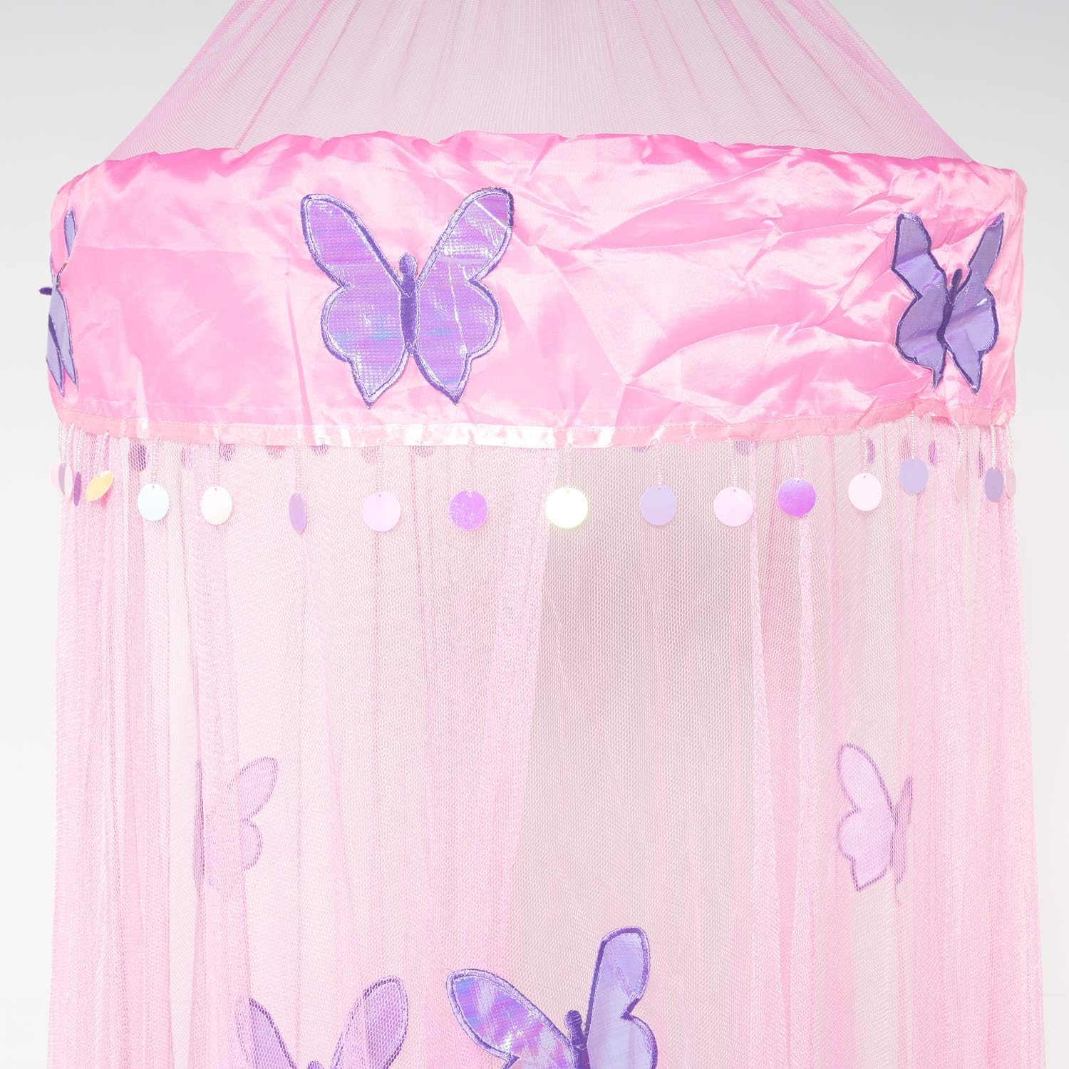 OctoRose Toldo redondo de mariposa para cama  Toldo colgante rosa  Se adapta a cunas completas, camas de niños, individual, Queen y King  Bonita y