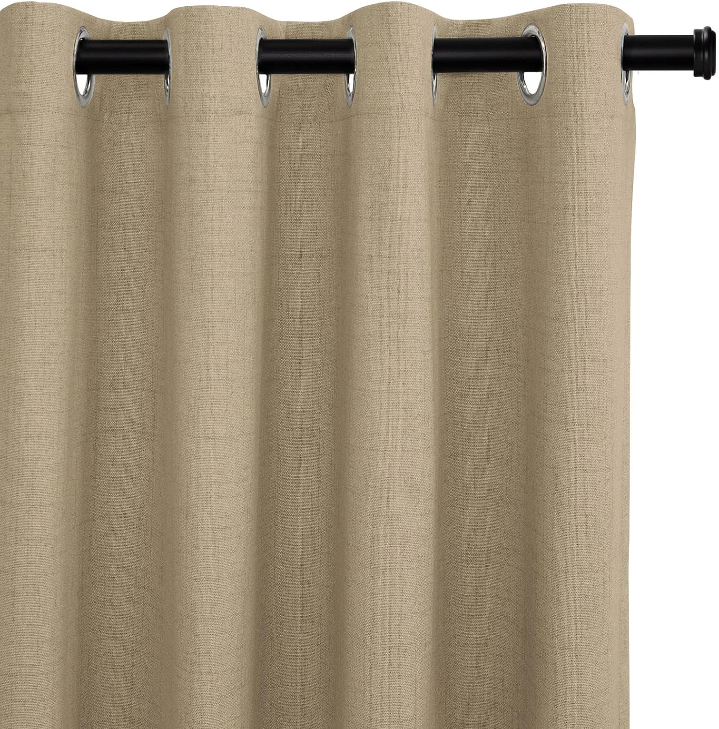 Cortinas 100% opacas para puerta corrediza, cortinas de lino con textura extra anchas de 63 pulgadas de largo, cortinas con ojales para sala de