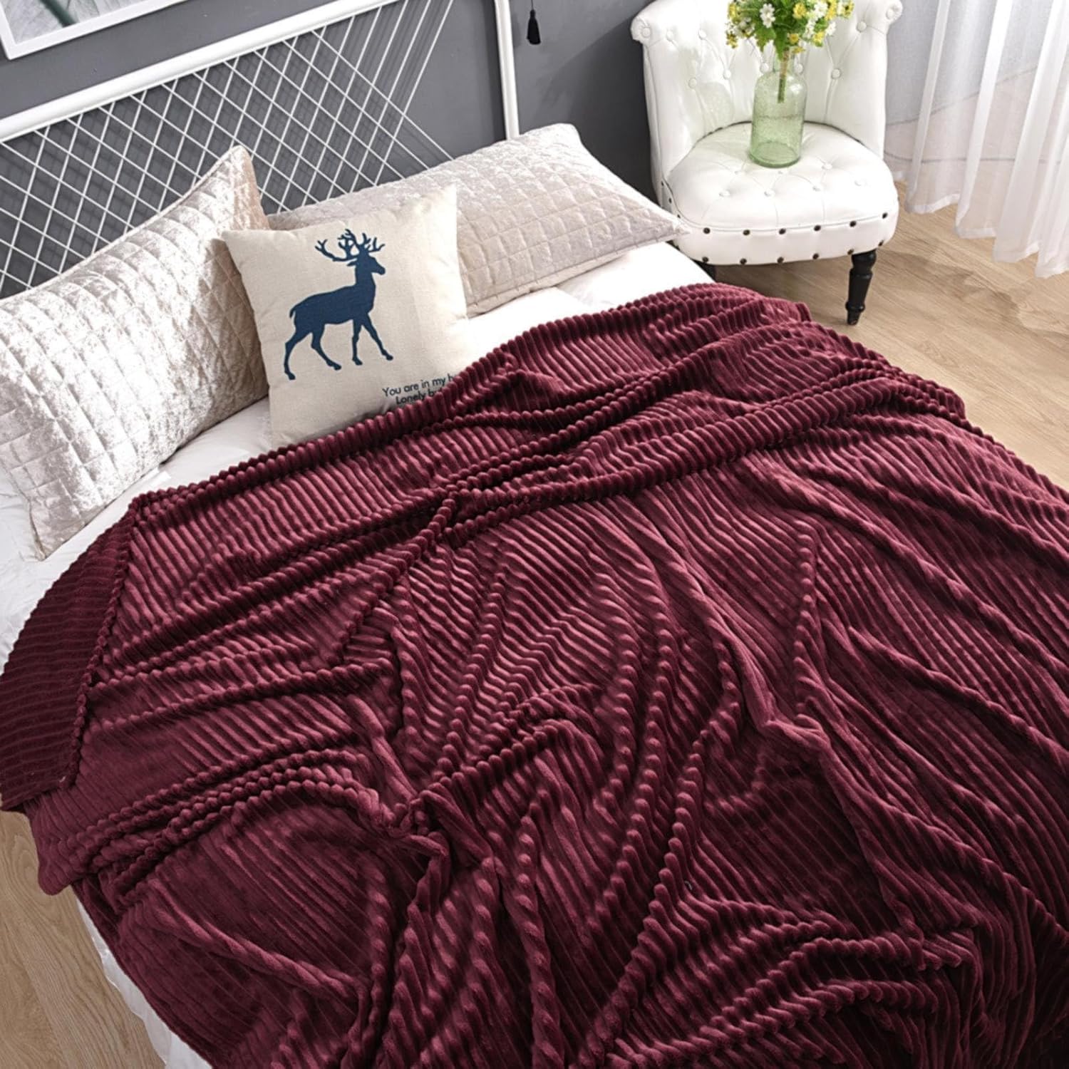 QAZIUY Manta cálida y mullida de Navidad, gruesa y ligera, de forro polar coral, manta de franela para oficina, dormitorio, automóvil, viajes,