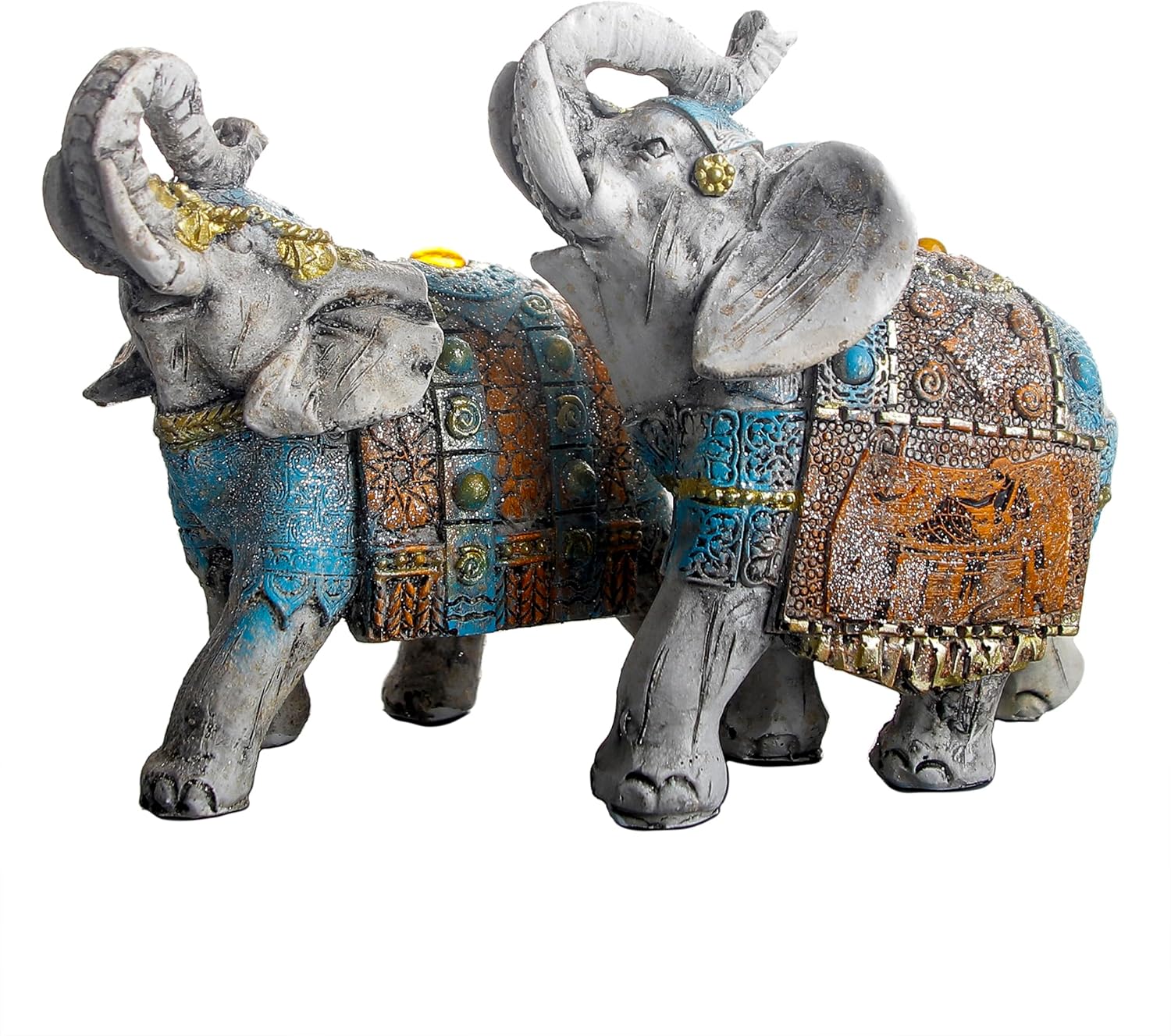 2 figuras coleccionables de elefante con tronco hacia arriba, estatuas perfectas para decoración del hogar, estatua de elefante africano regalo