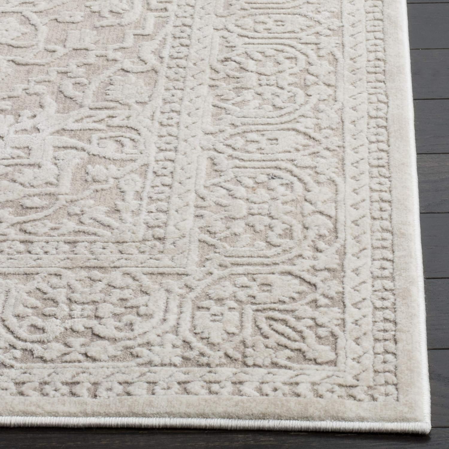 SAFAVIEH Reflection Collection – Alfombra decorativa, 2 pies 3 pulgadas x 3 pies, beige y crema, diseño vintage envejecido, no desprende pelusa y de