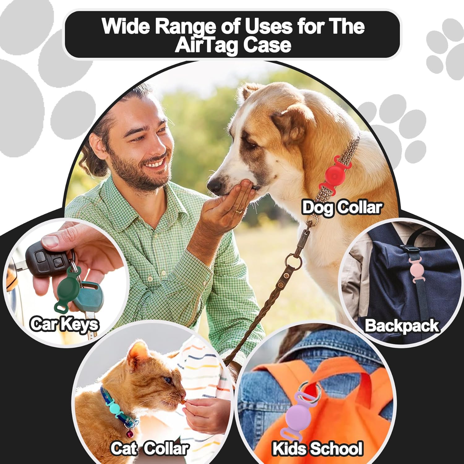 Paquete de 2 soportes impermeables IPX8 para collar de perro, funda de aire oculta para GPS, collar de cachorro, gatito y gato, funda de silicona