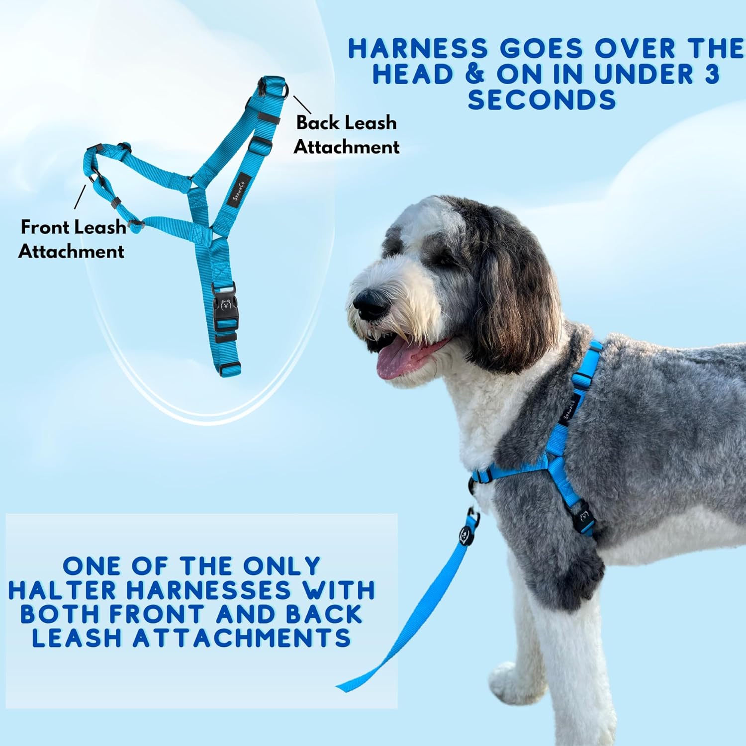 ShawnCo Dream Walk – Arnés para perro sin tirones, ajustable, cómodo, fácil de usar, para ayudar a dejar de tirar, para perros pequeños, medianos y