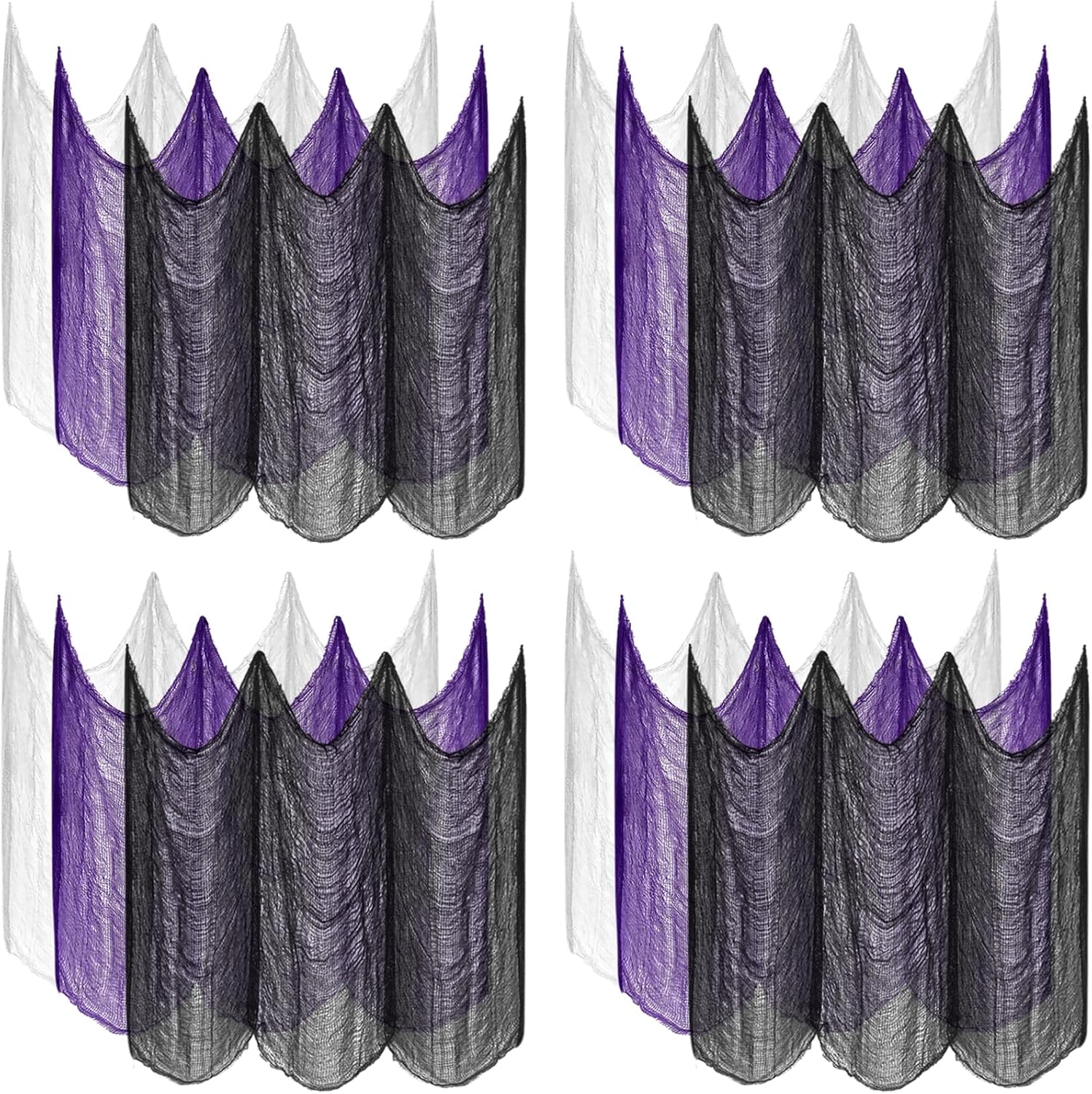 ZeeDix Paquete de 12 paños espeluznantes de Halloween de 30 x 75 pulgadas, decoración de Halloween, tela de gasa espeluznante para suministros de