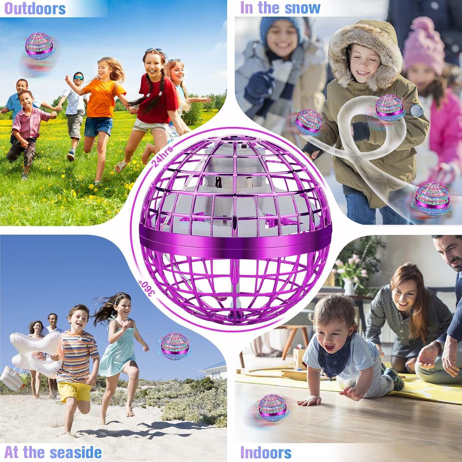 Juguetes de bola voladora, bola de orbe volador, bola giratoria galáctica, bola de orbe flotante, juguete mágico volador con LED, juguetes geniales