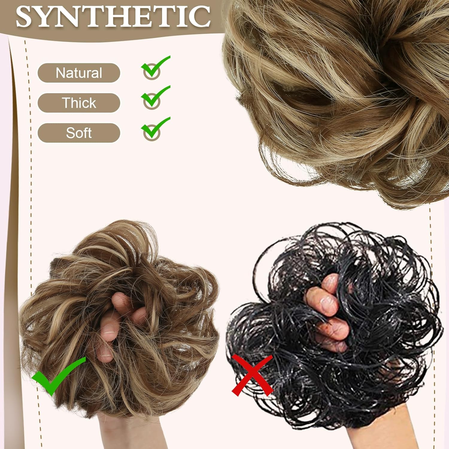 1PSC – Moño desordenado, moño falso, moño humano para mujer, moño desordenado, cola de caballo, extensiones de moño rizado para mujer, moño con clip