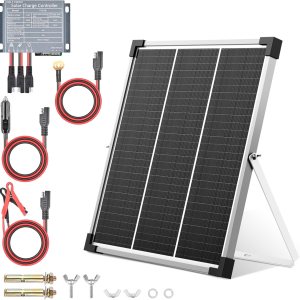 Kit de panel solar de 20 W, cargador de batería solar de 12 V y mantenedor con soporte de montaje ajustable, controlador de carga solar mejorado, Kit de panel solar de 20 W, cargador de batería solar de 12 V y mantenedor con soporte de montaje ajustable, controlador de carga solar mejorado,