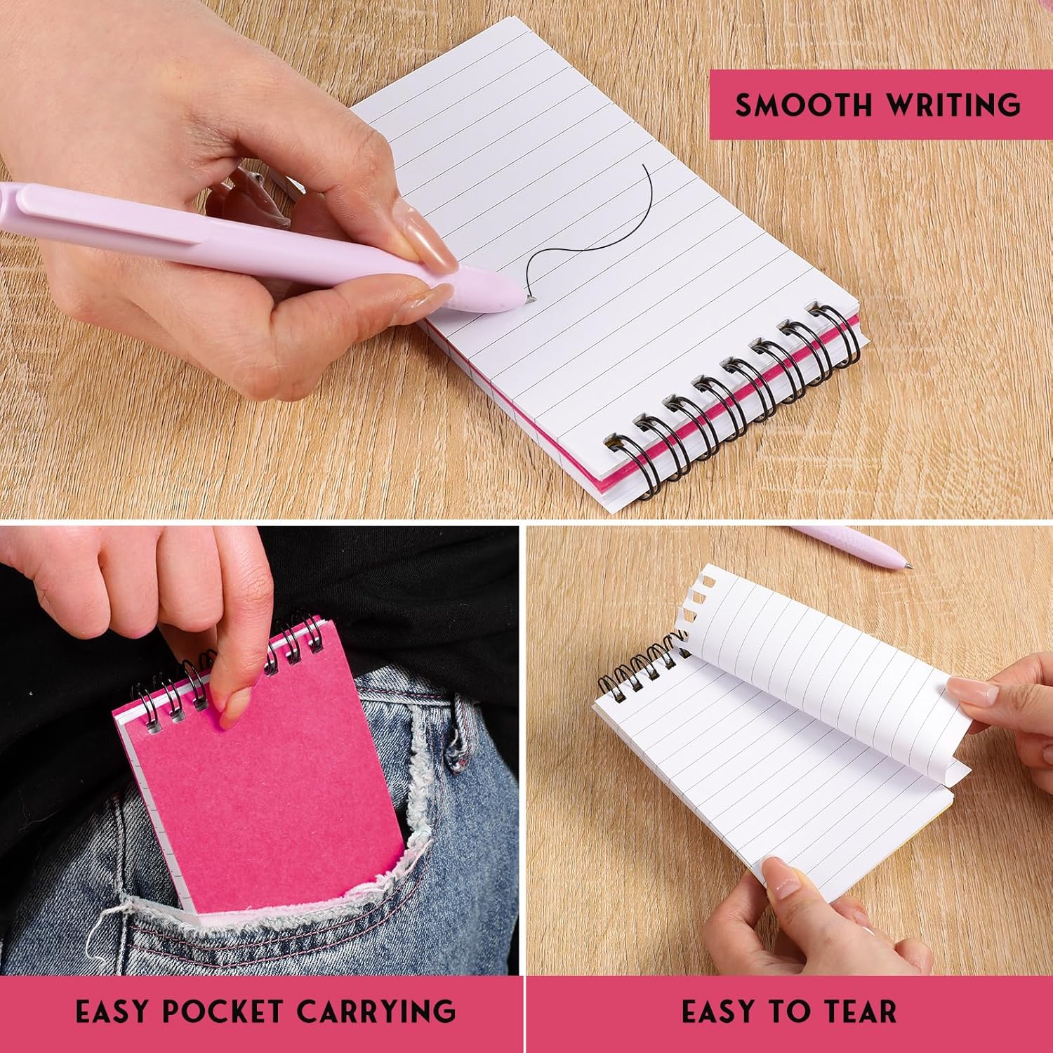 Cholemy 24 cuadernos pequeños en espiral de 3 x 5 pulgadas, mini bloc de notas en espiral, cuadernos de bolsillo encuadernados en la parte superior,