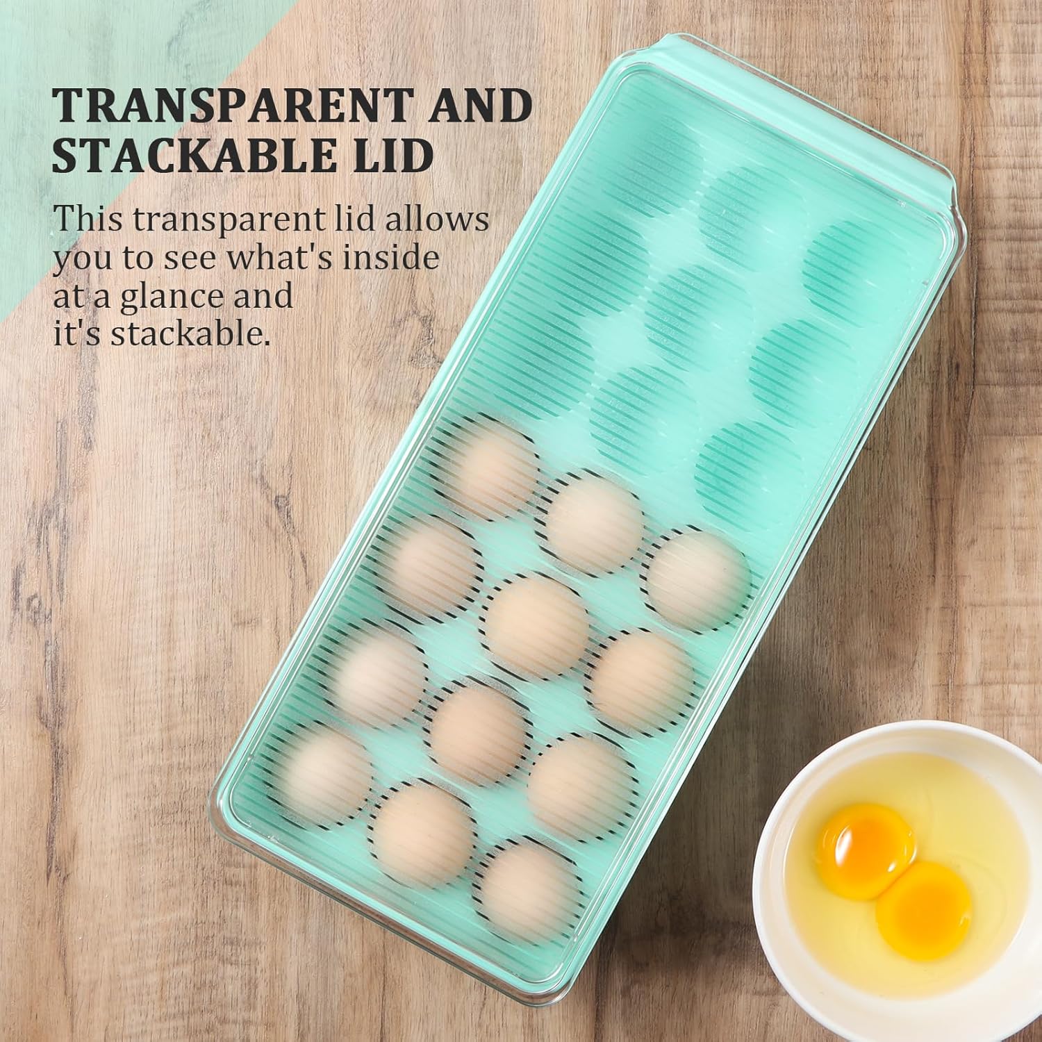 CherHome Contenedor de huevos para refrigerador, soporte de huevos de plástico, 21 unidades, contenedor de almacenamiento de huevos, organizador de