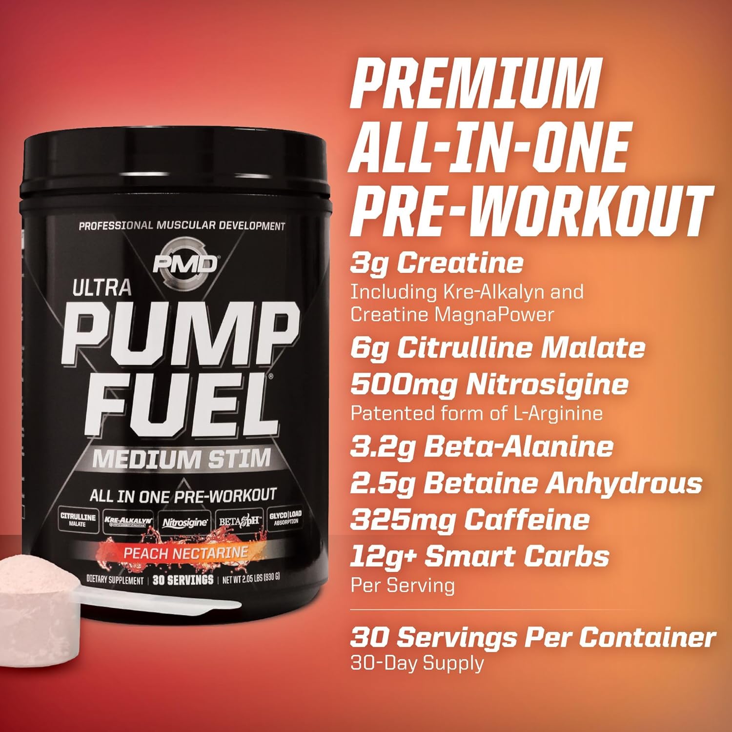 PMD Sports Ultra Pump Fuel – Mezcla de bebida para antes del entrenamiento, energía, fuerza, resistencia, recuperación, carbohidratos complejos y