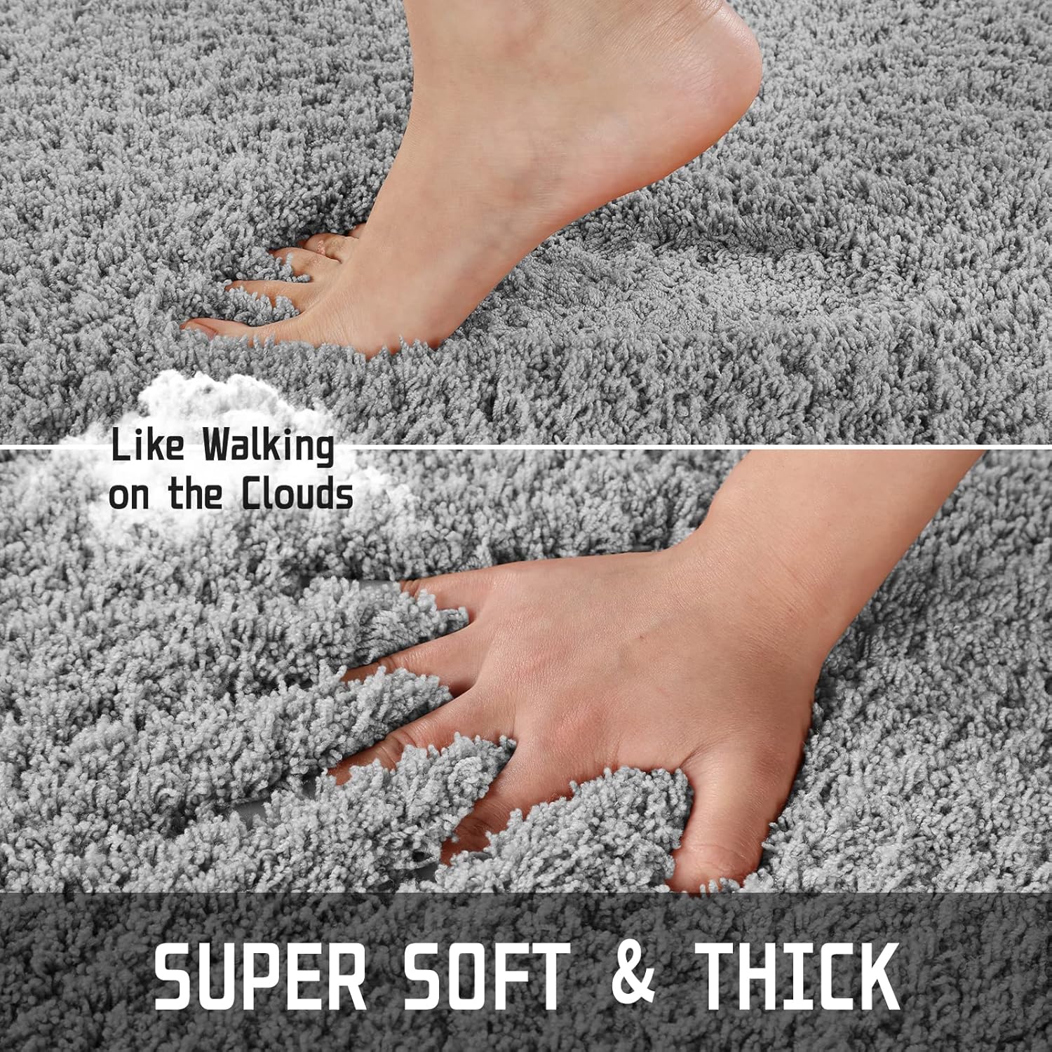 Yimobra Alfombra de baño esponjosa, mullida, suave, cómoda, antideslizante, absorbe el agua, microfibra, secado rápido, lavable a máquina, gruesas,