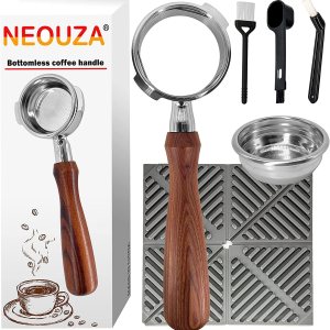 Portafiltro sin fondo de 2.283 in para máquina de café expreso compatible con GAGGIA Classic Pro 304 de acero inoxidable, dos orejas, cesta de Portafiltro sin fondo de 2.283 in para máquina de café expreso compatible con GAGGIA Classic Pro 304 de acero inoxidable, dos orejas, cesta de