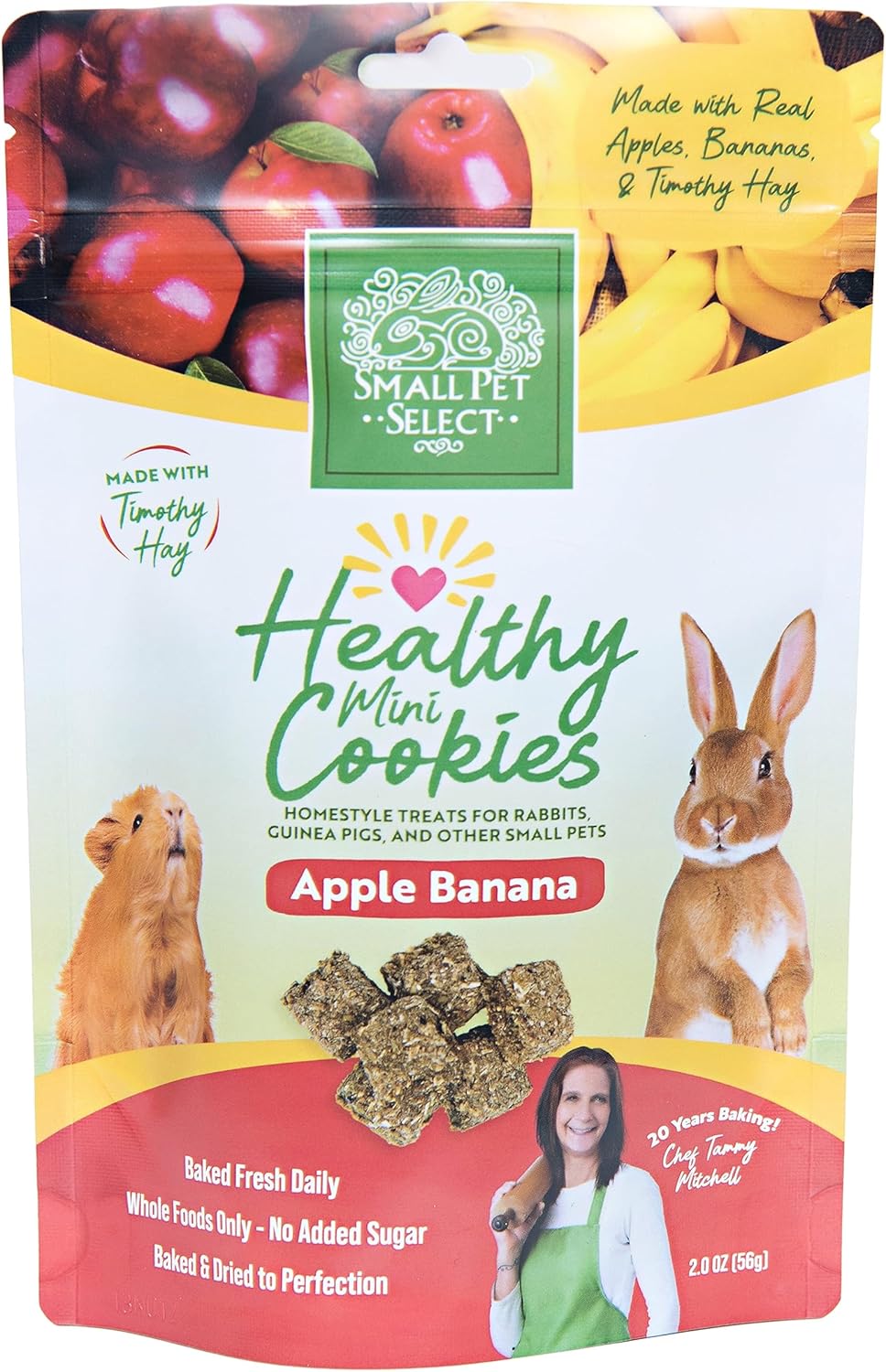 Small Pet Select Healthy Snackers – Mini galletas de plátano de manzana, 2 onzas
