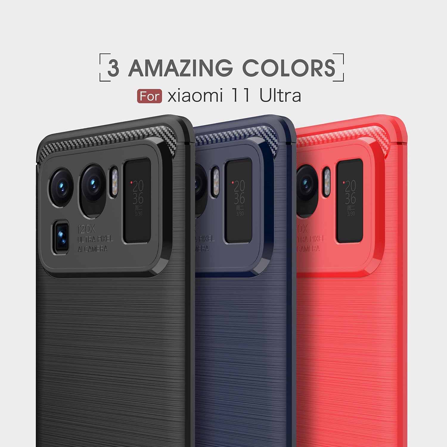 Funda compatible con Xiaomi Mi 11 Ultra, cubierta de diseño de textura de fibra de carbono, funda de absorción de impactos diseñada para Xiaomi Mi
