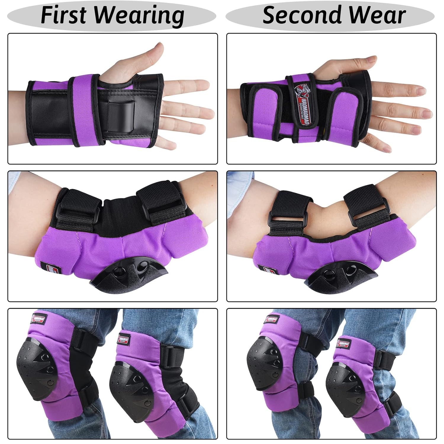 Haomaomao Rodilleras para adultos y niños, coderas, muñequeras, equipo de protección para patinaje, patinaje en línea, ciclismo, BMX, bicicleta,