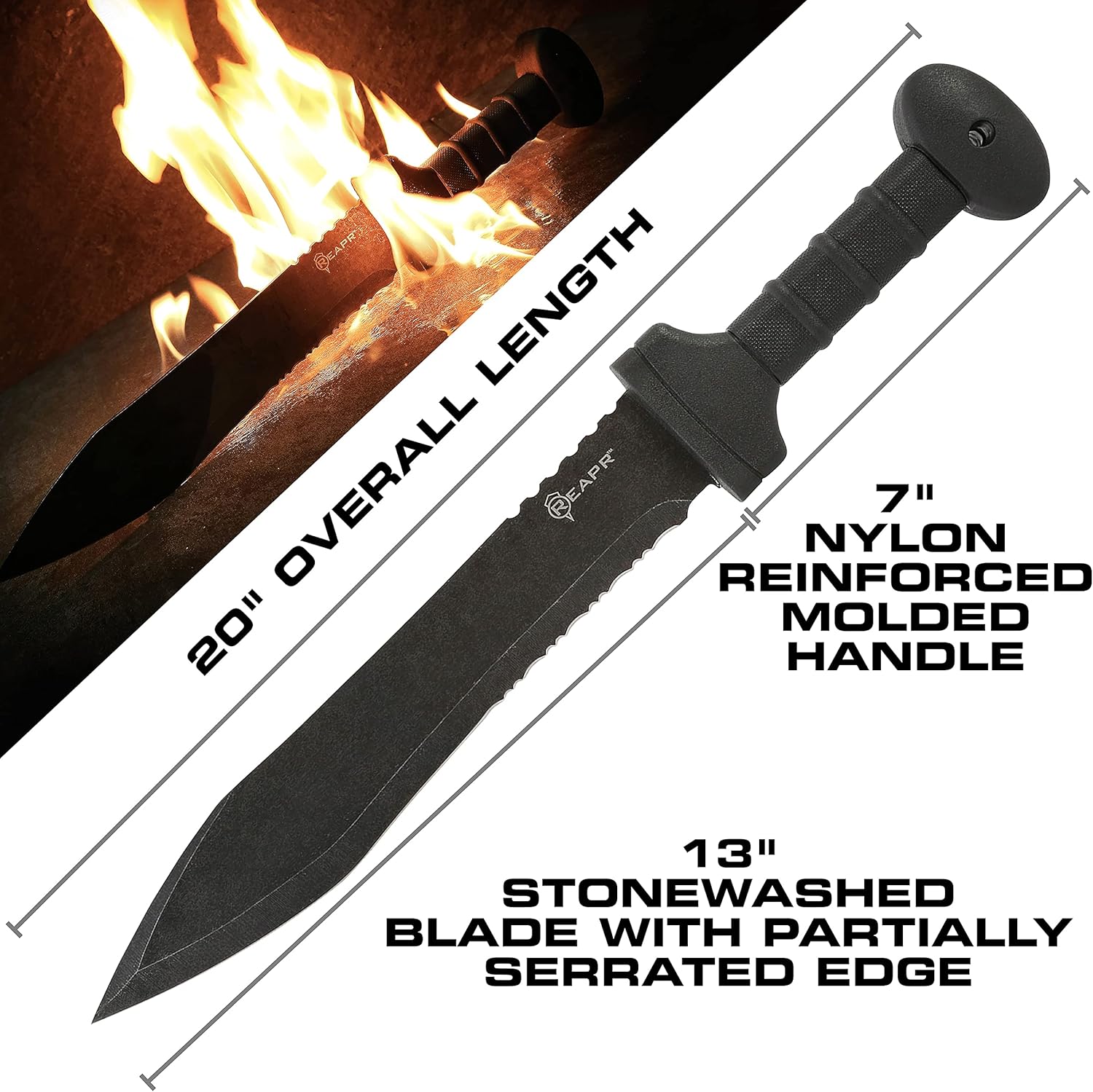 11019 – Espada de Legion, espadas tácticas con funda para campamento, senderismo, emergencias y autodefensa, 20 pulgadas de longitud total,