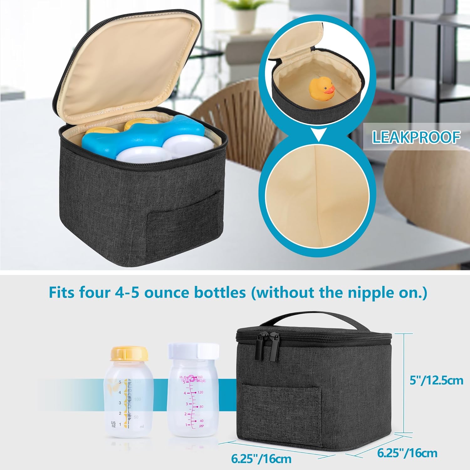 Luxja Bolsa para extractor de leche con bolsa enfriadora para madres trabajadoras, mochila para extractor de leche con funda para laptop de 14