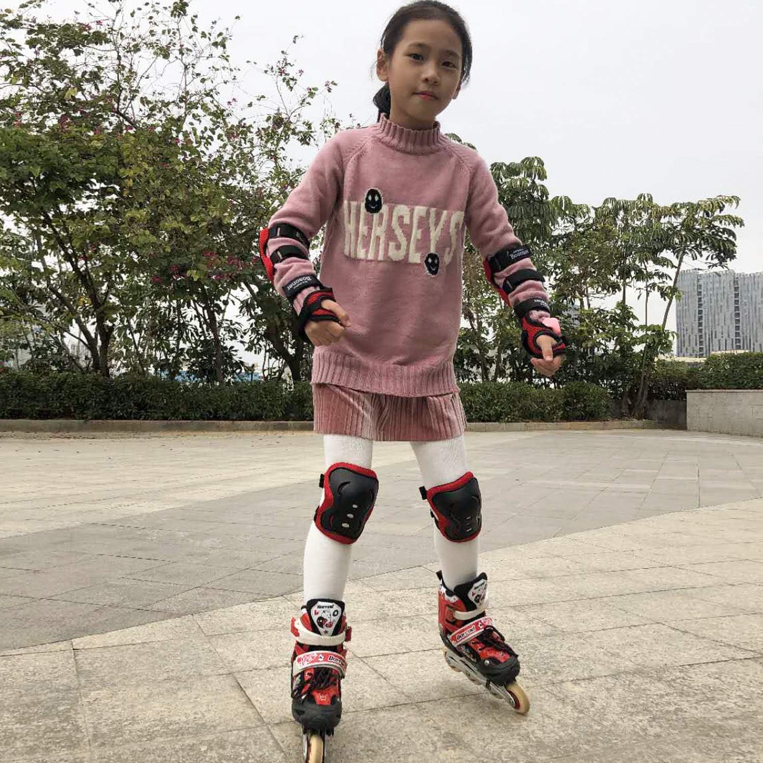 BOSONER Rodilleras para adultosniños, coderas, equipo de protección para ciclismo, bicicleta, patinaje, patinaje en línea, monopatín, bicicleta,
