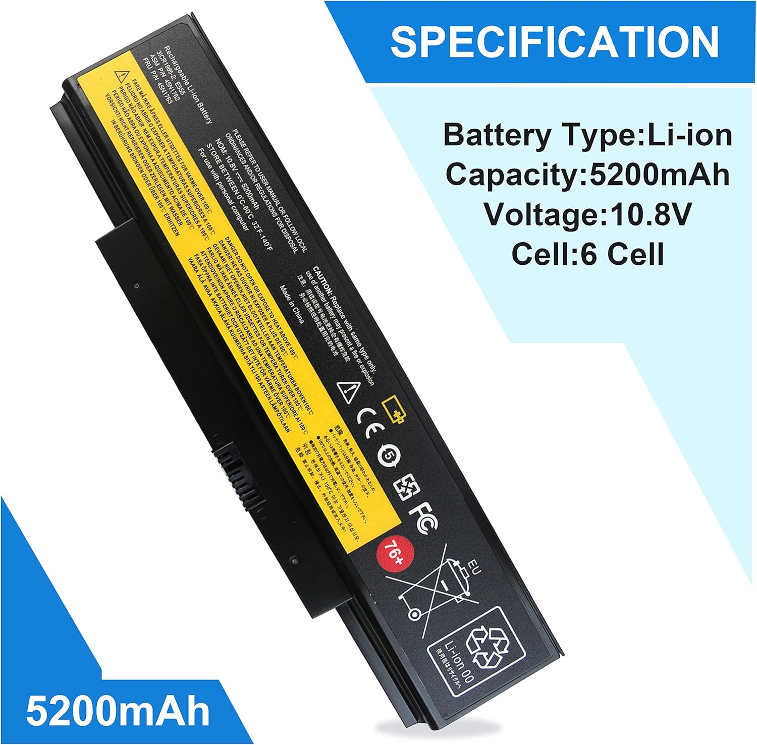 45N1758 45N1762 45N1763 Batería para Lenovo 76+ Batería ThinkPad Edge E550 E550C E555 E560 E565 Series 3INR1965-2 45R6758 45NYU63 45N15E9 45N17 59